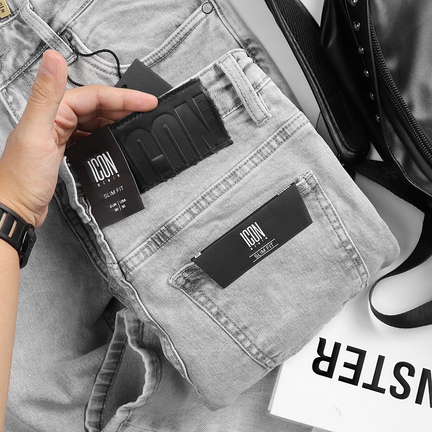 Quần jean ICON DENIM Slim fit light grey