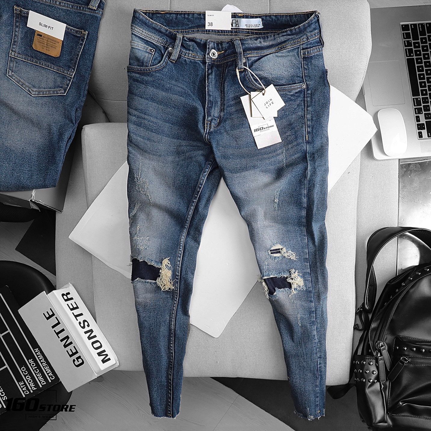 Quần jean ZRA Ripped slim fit