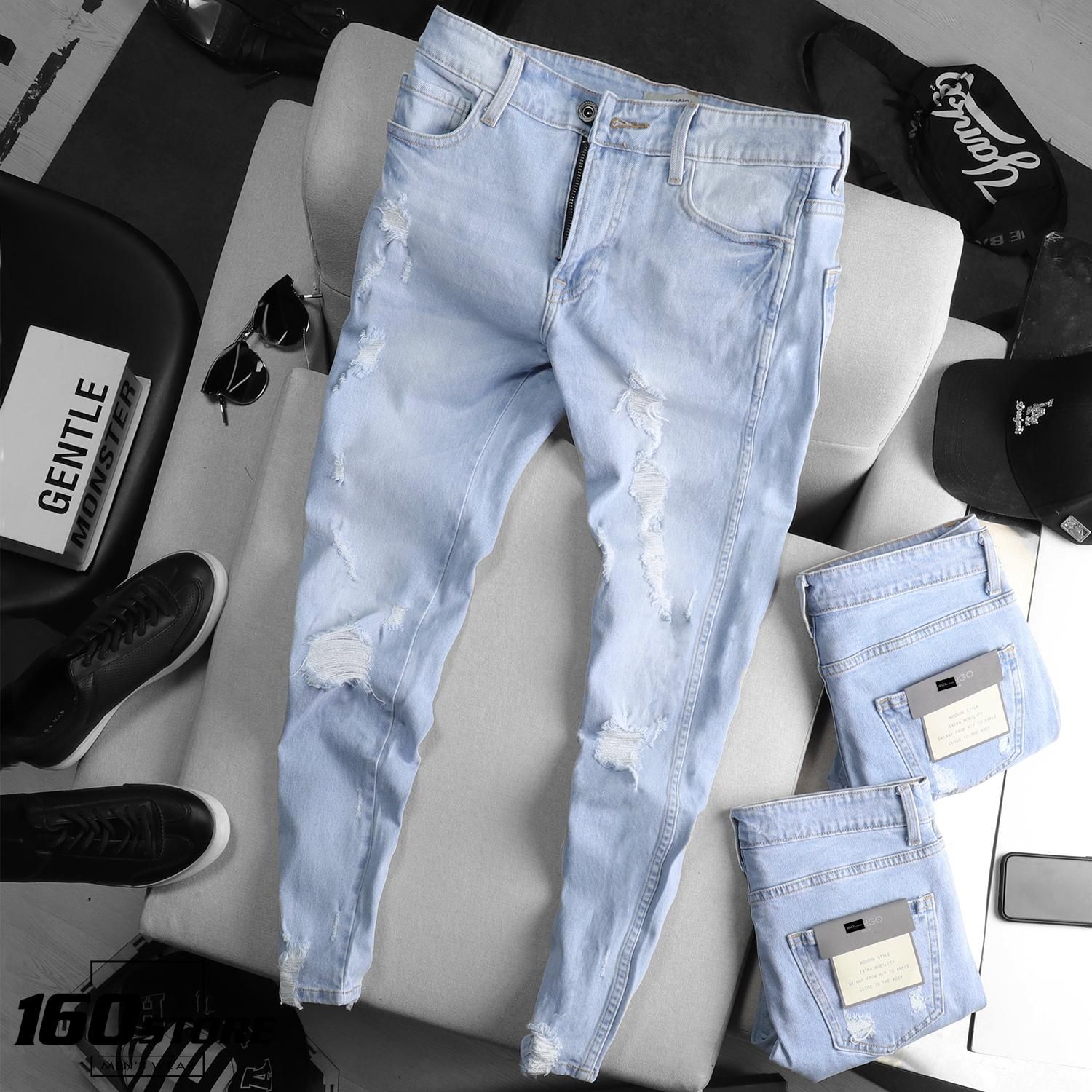 Quần jean M.N.G light blue ripped