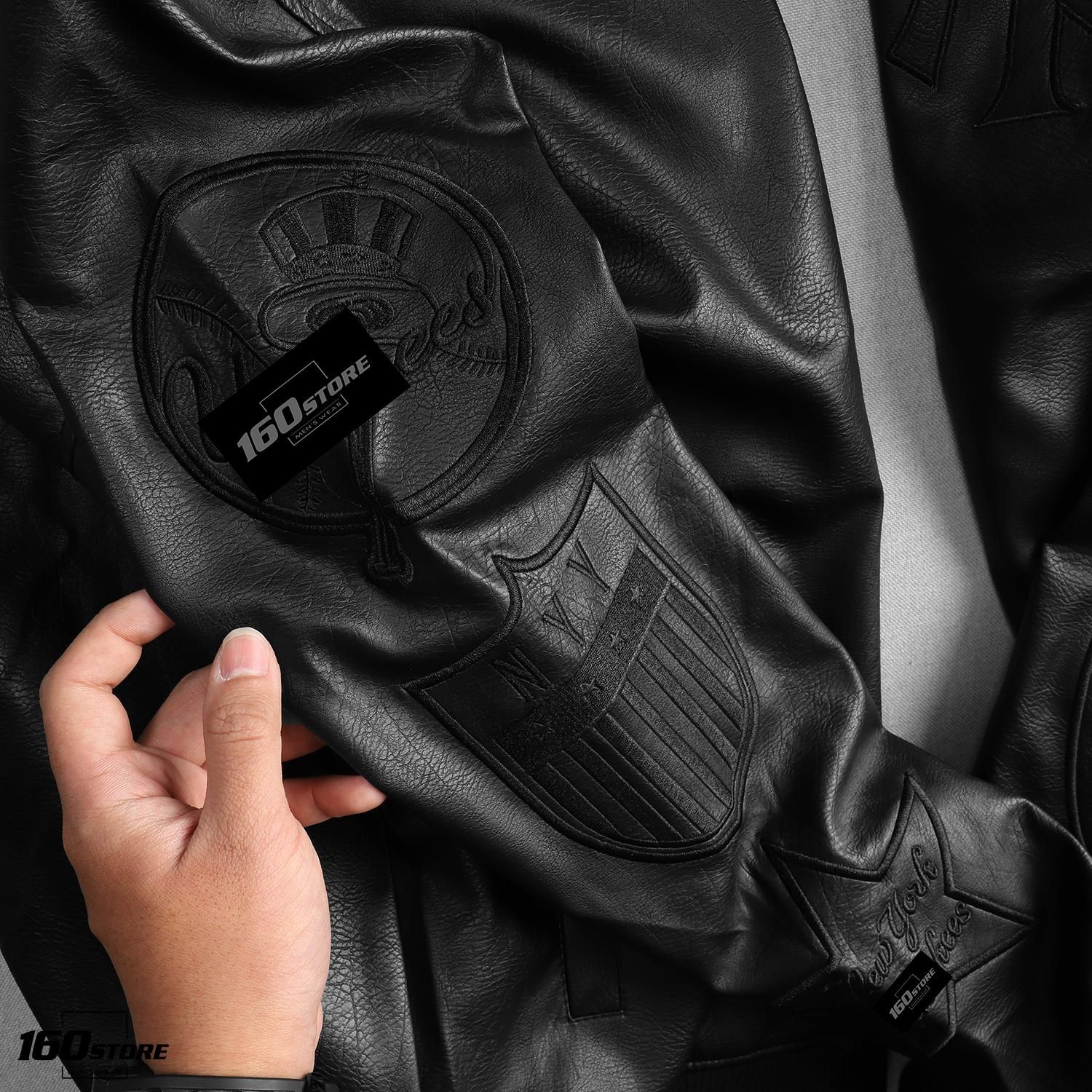 Áo khoác M.L.B black faux leather
