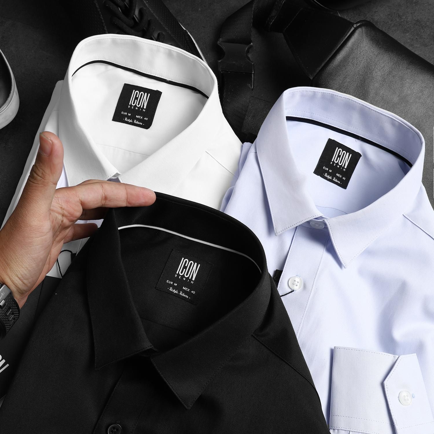 Áo sơmi ICON DENIM phối viền cổ