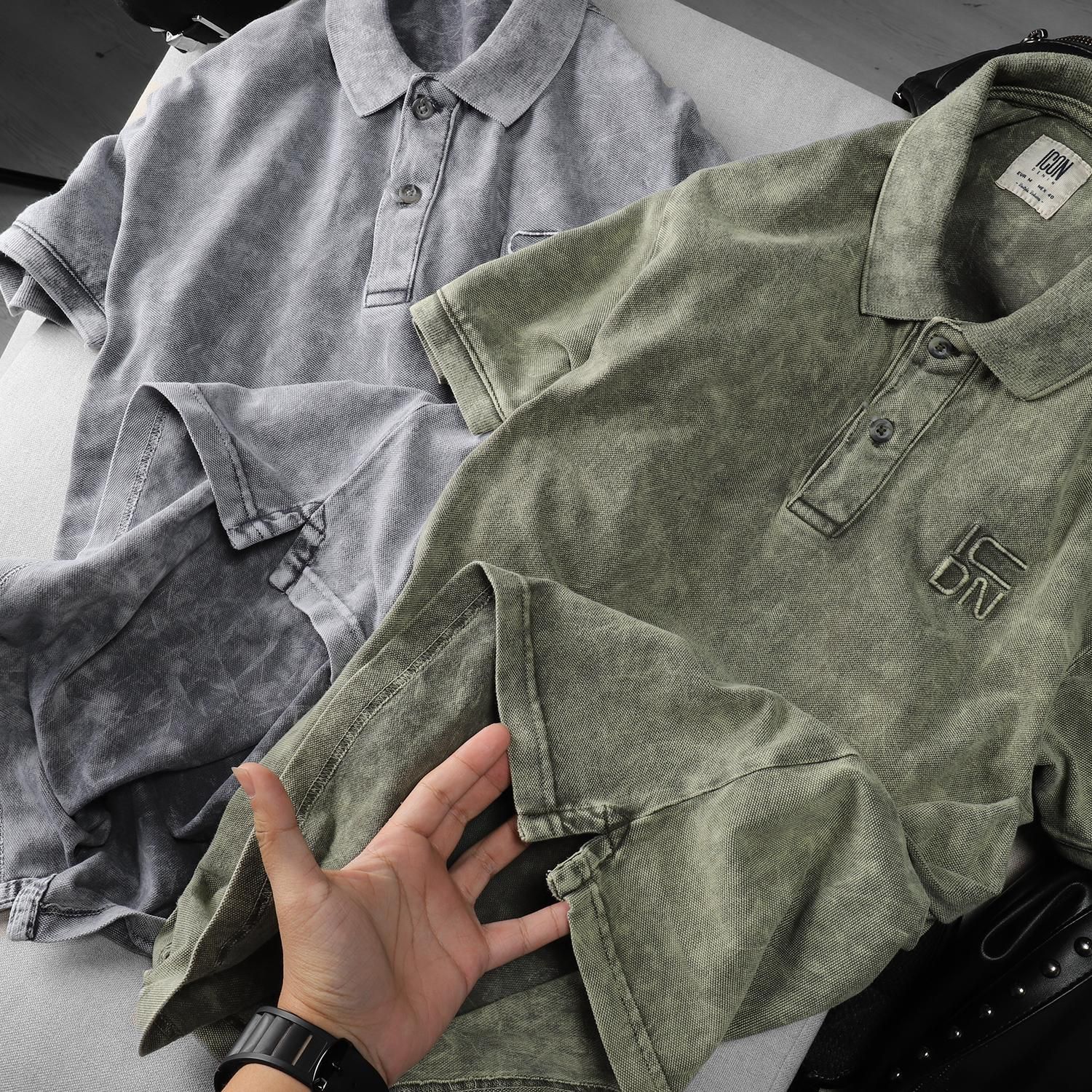 Áo polo ICON DENIM acid wash