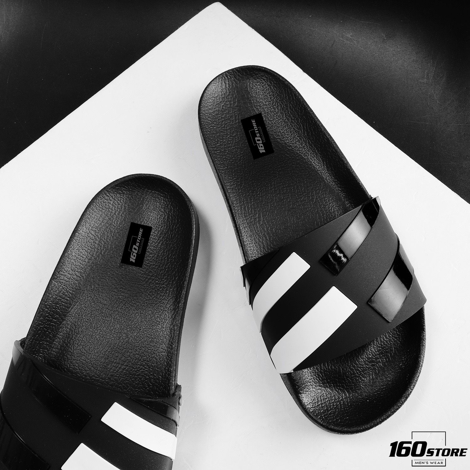 Dép ZRA black & white stripes