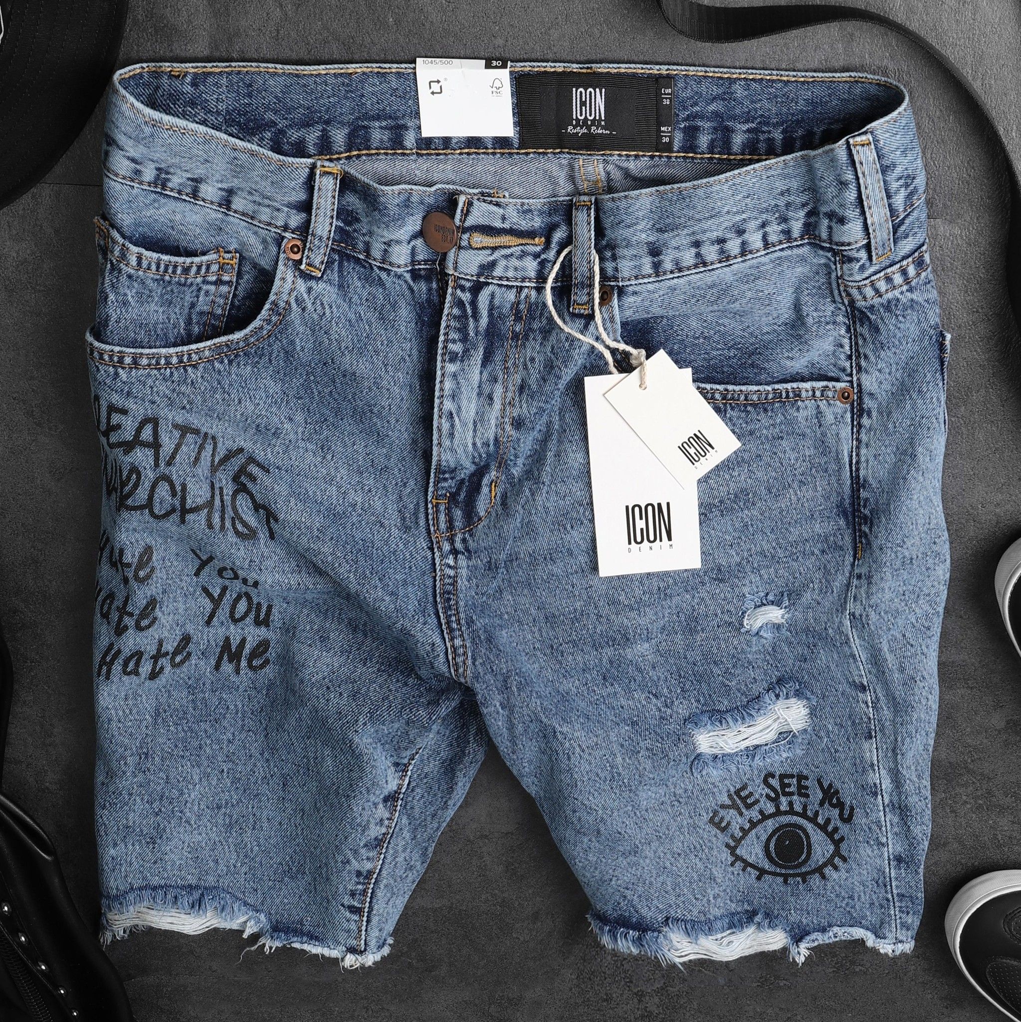 Quần short jean ICON DENIM printed