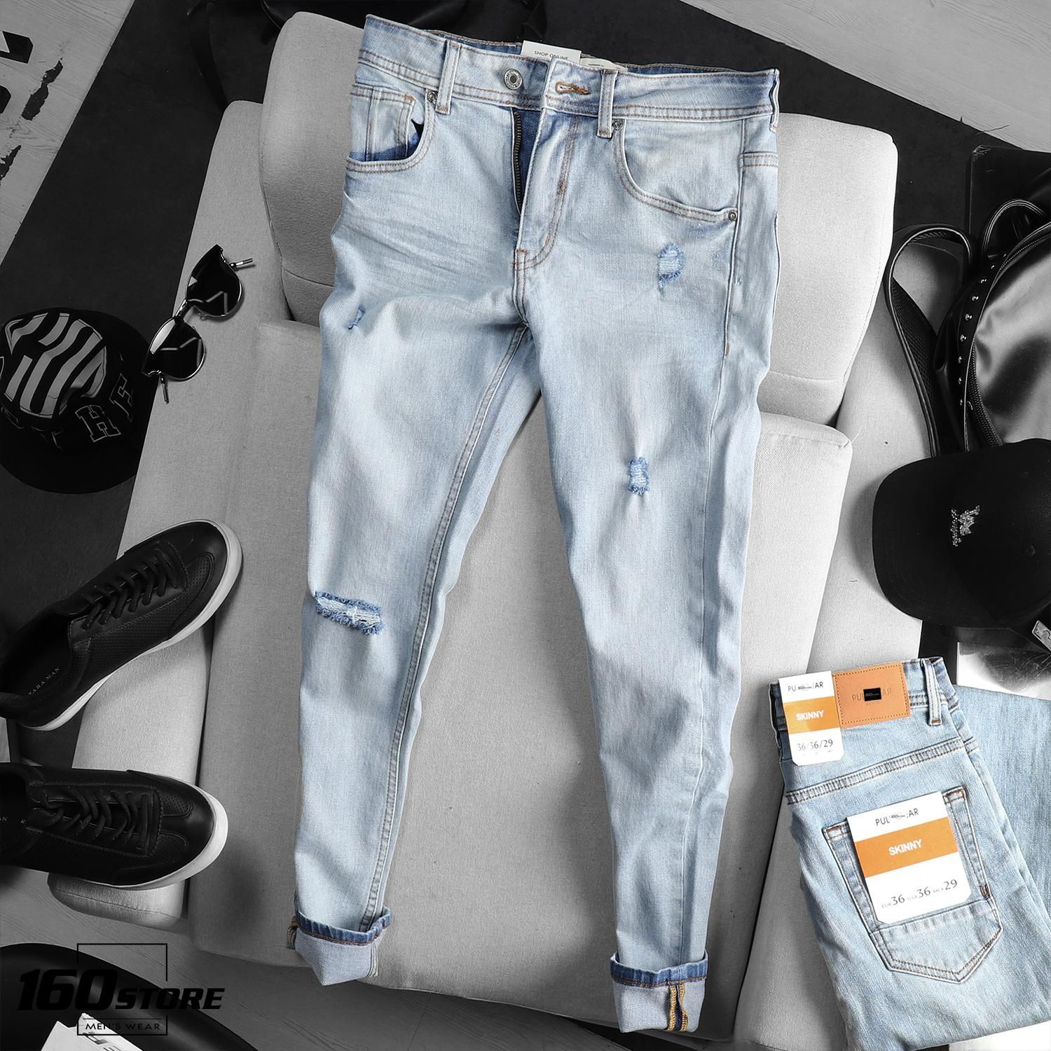 Quần jean P.B light blue ripped