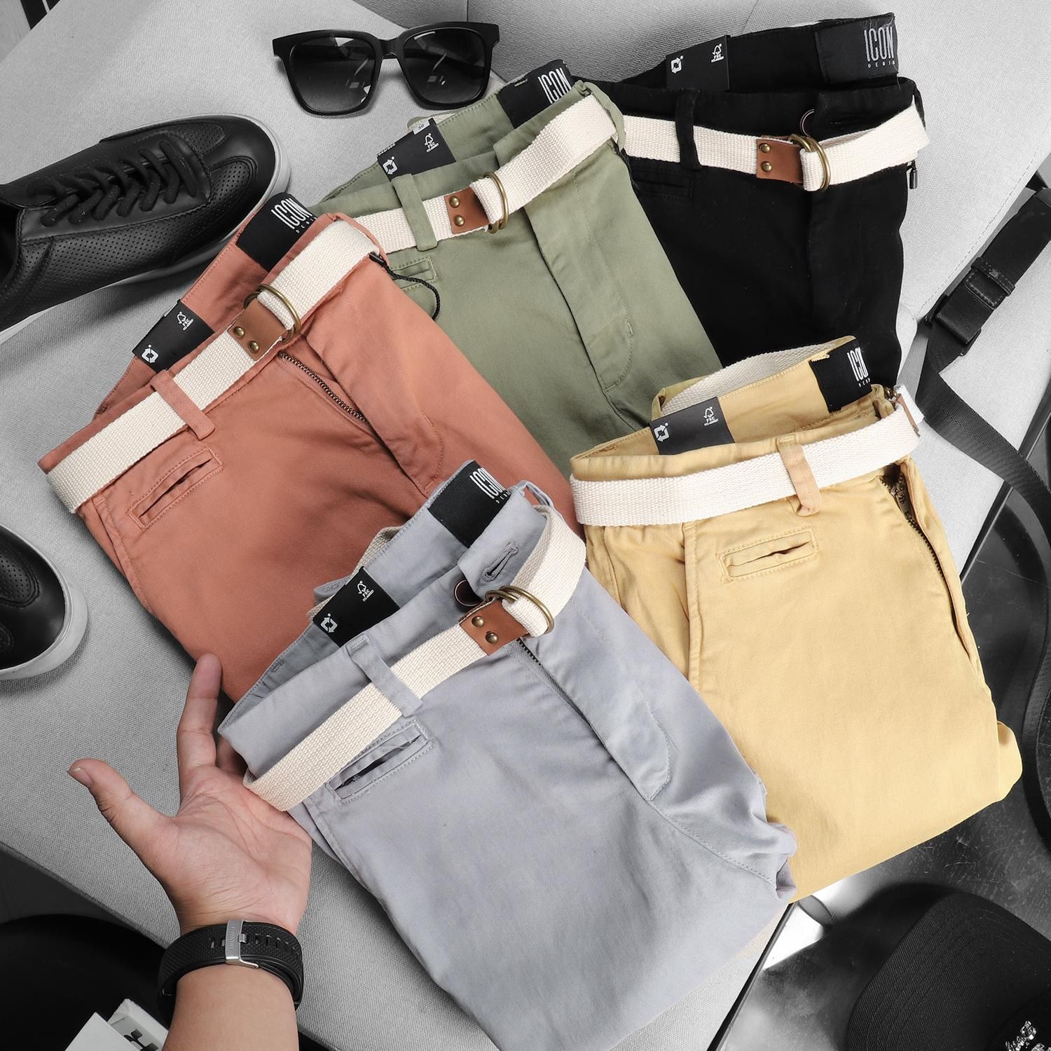 Quần short kaki ICON DENIM w belt