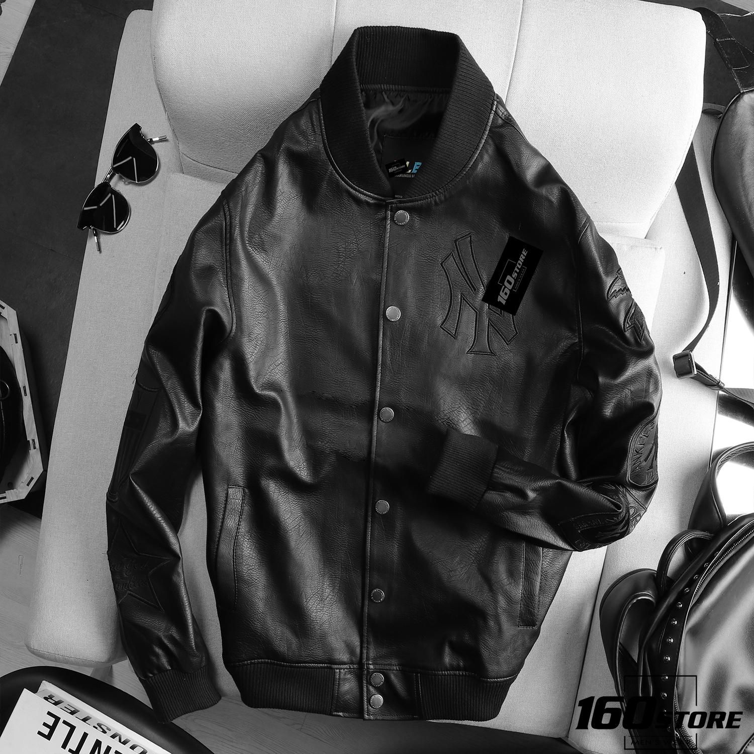 Áo khoác M.L.B black faux leather