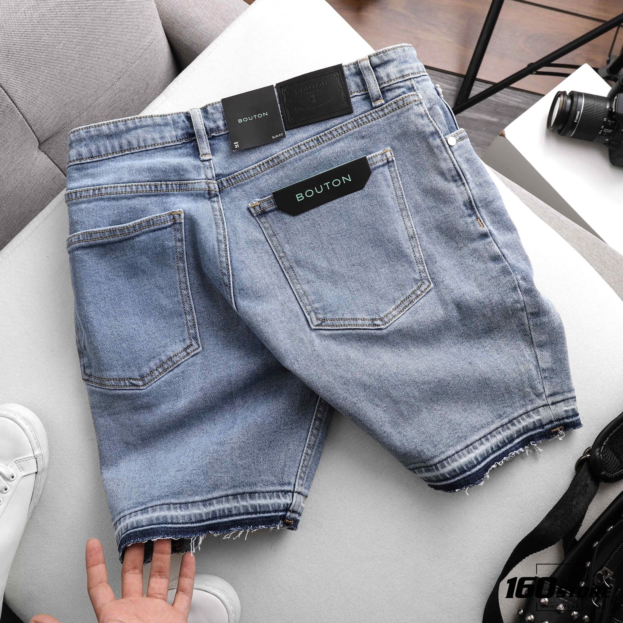 Quần short jeans BOUTON mix blue