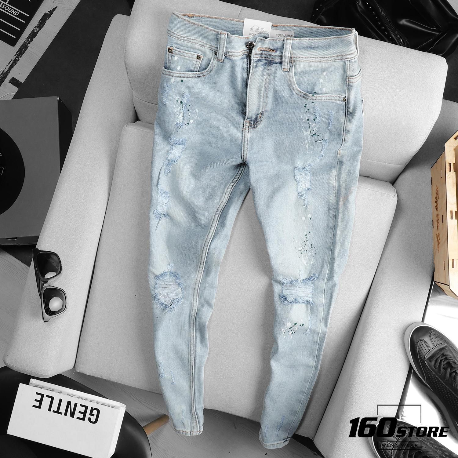 Quần jean ZRA paint splatter light blue