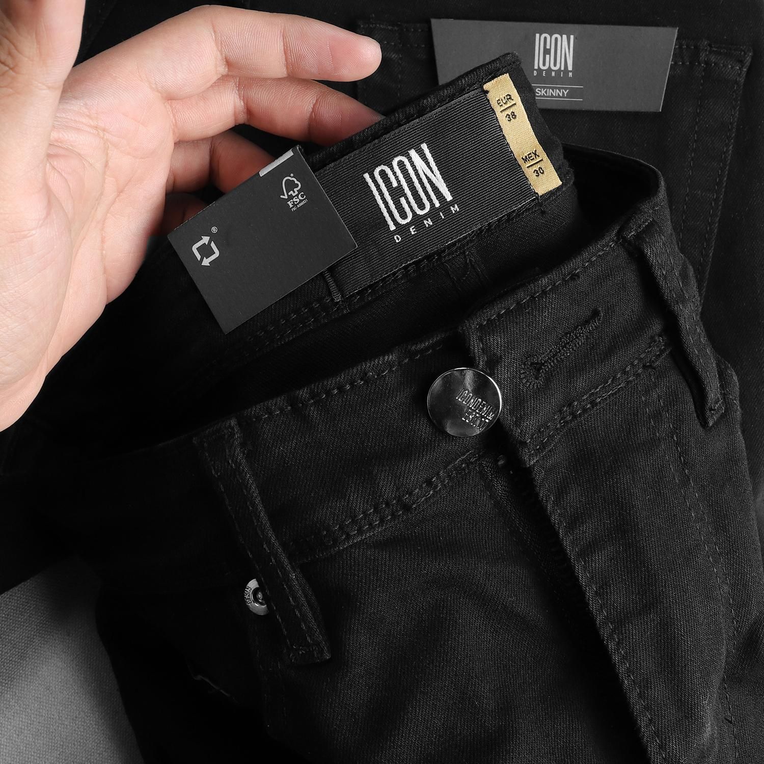Quần short jean ICON DENIM black v2