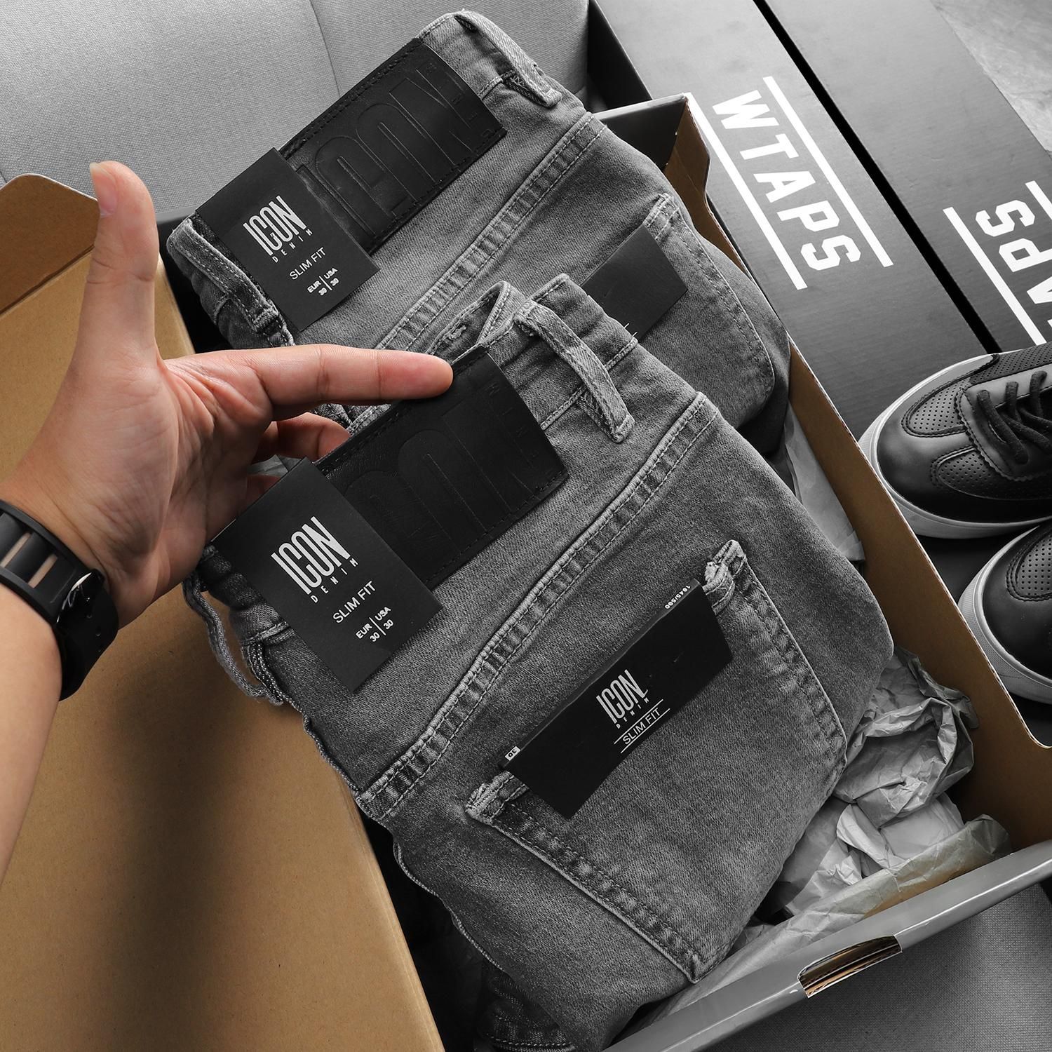 Quần jean ICON DENIM slim fit gray wash