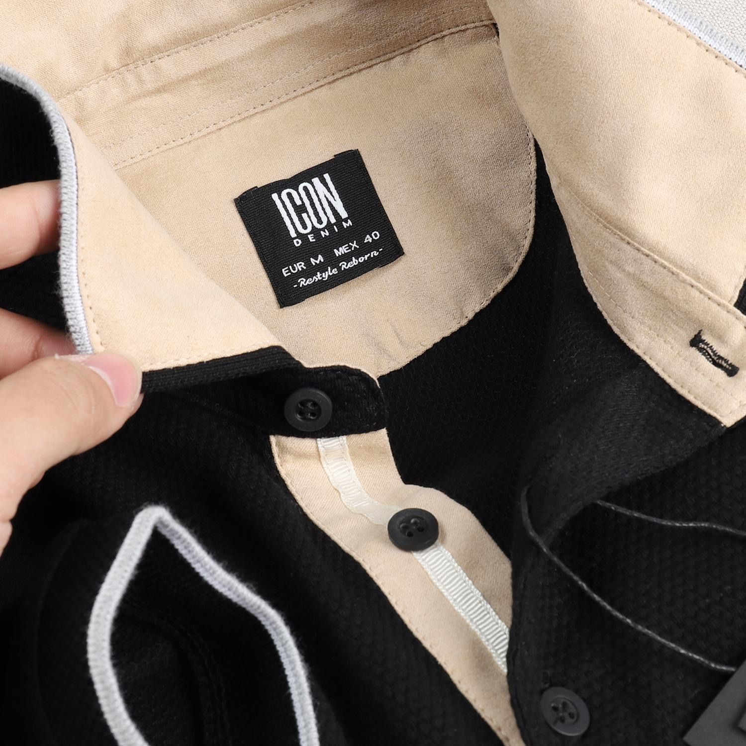 Áo Polo ICON DENIM phối cổ da lộn