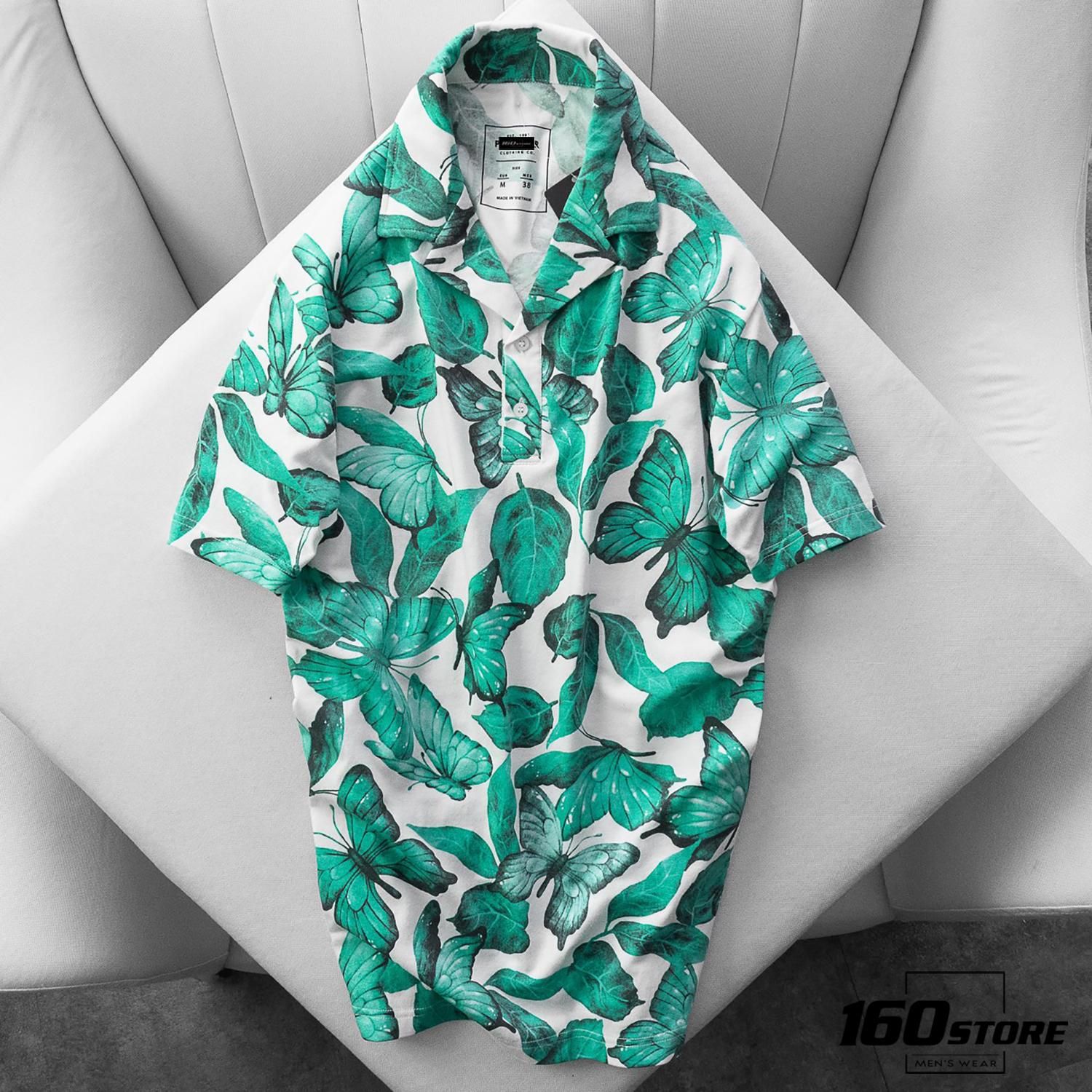 Áo Polo P.B cổ vest họa tiết