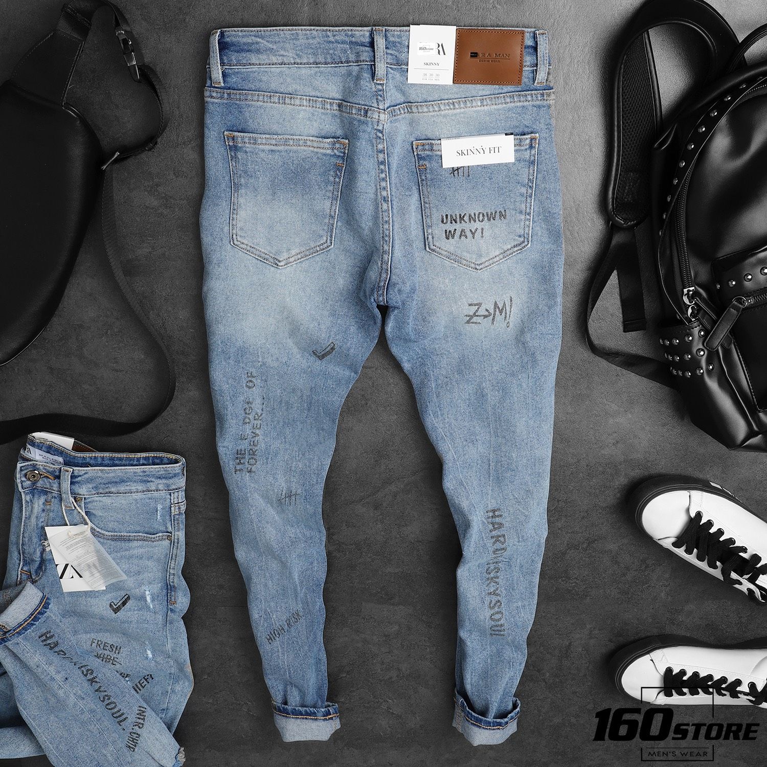 Quần jean ZRA skinny printed