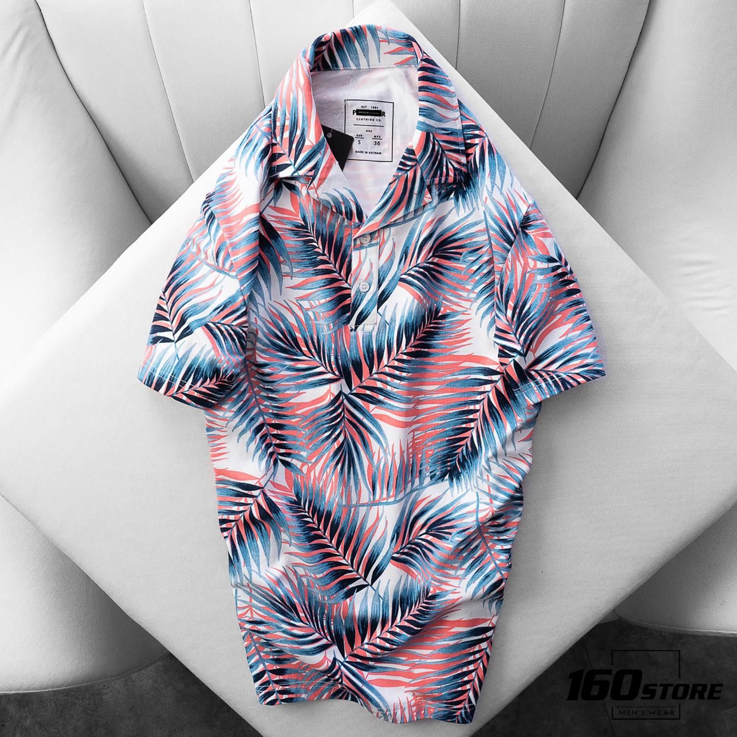 Áo Polo P.B cổ vest họa tiết