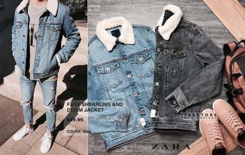 ZRA Faux Shearling and Denim Jacket