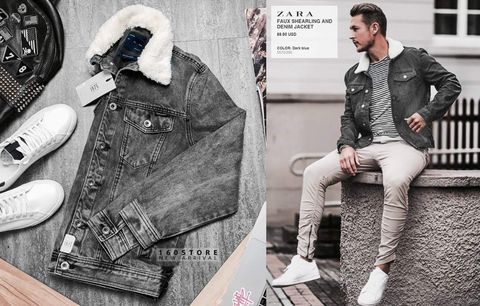 ZRA Faux Shearling and Denim Jacket