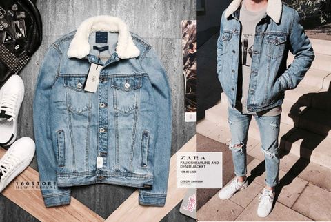 ZRA Faux Shearling and Denim Jacket