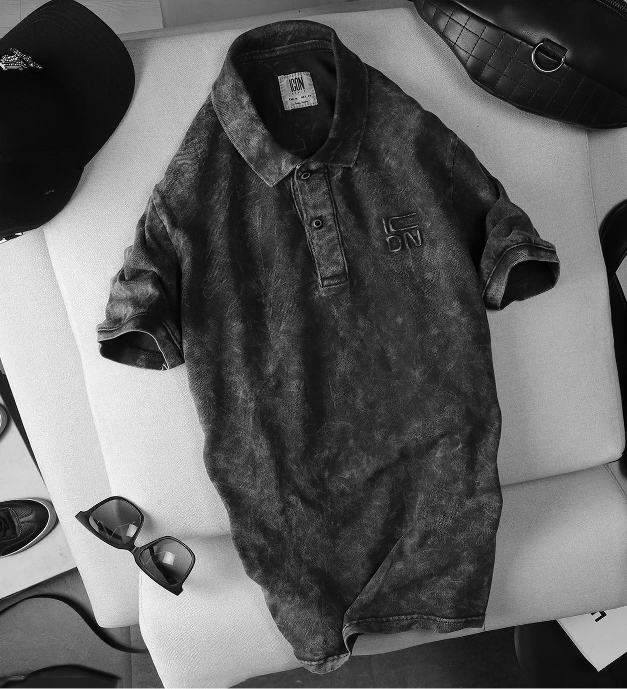 Áo polo ICON DENIM acid wash