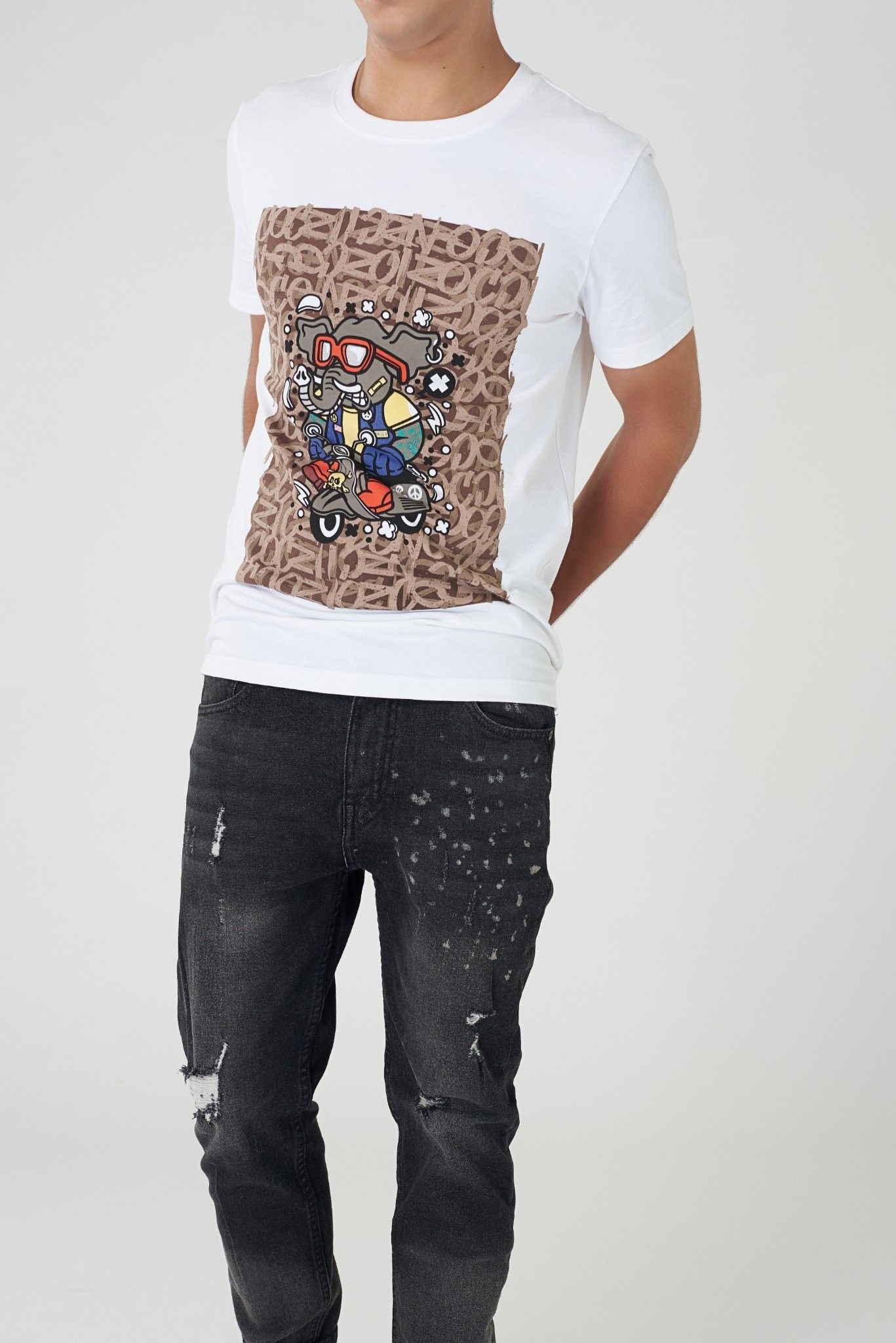 Quần jean ICON DENIM Skinny Grey Wash Paint