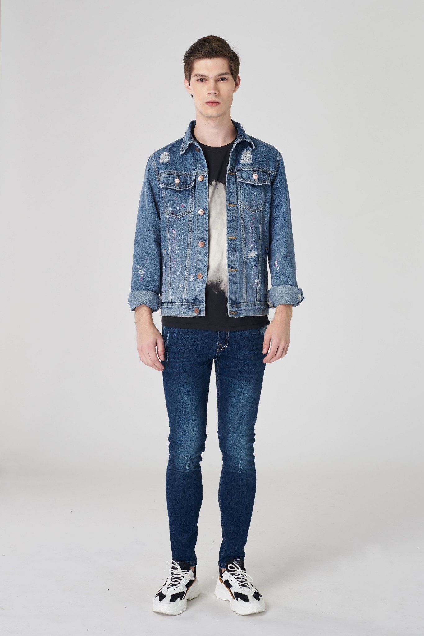 Áo khoác ICON DENIM rách vẩy sơn