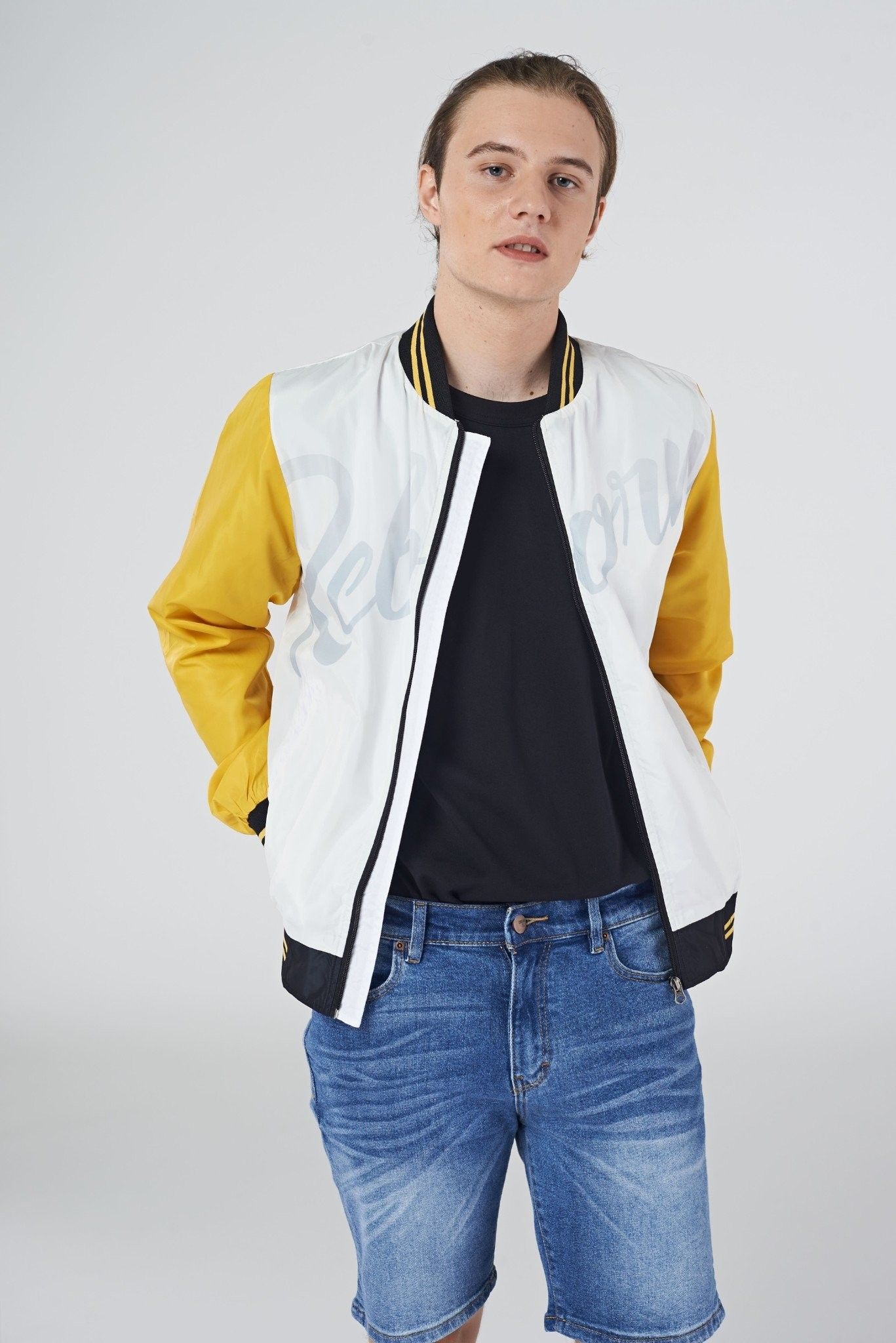Áo khoác bomber ICON DENIM Reborn white