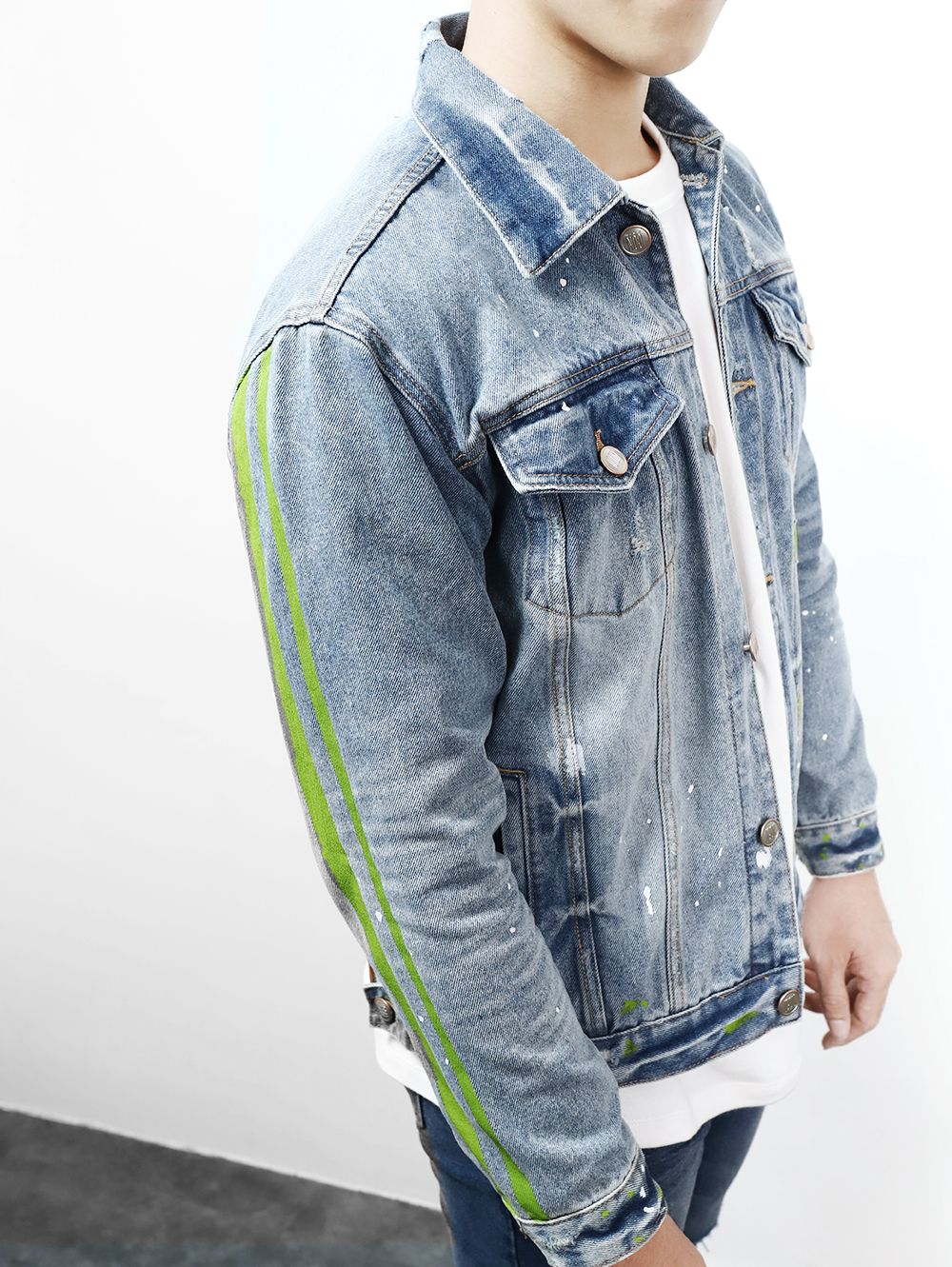 Áo khoác ICON DENIM wash vẩy sơn