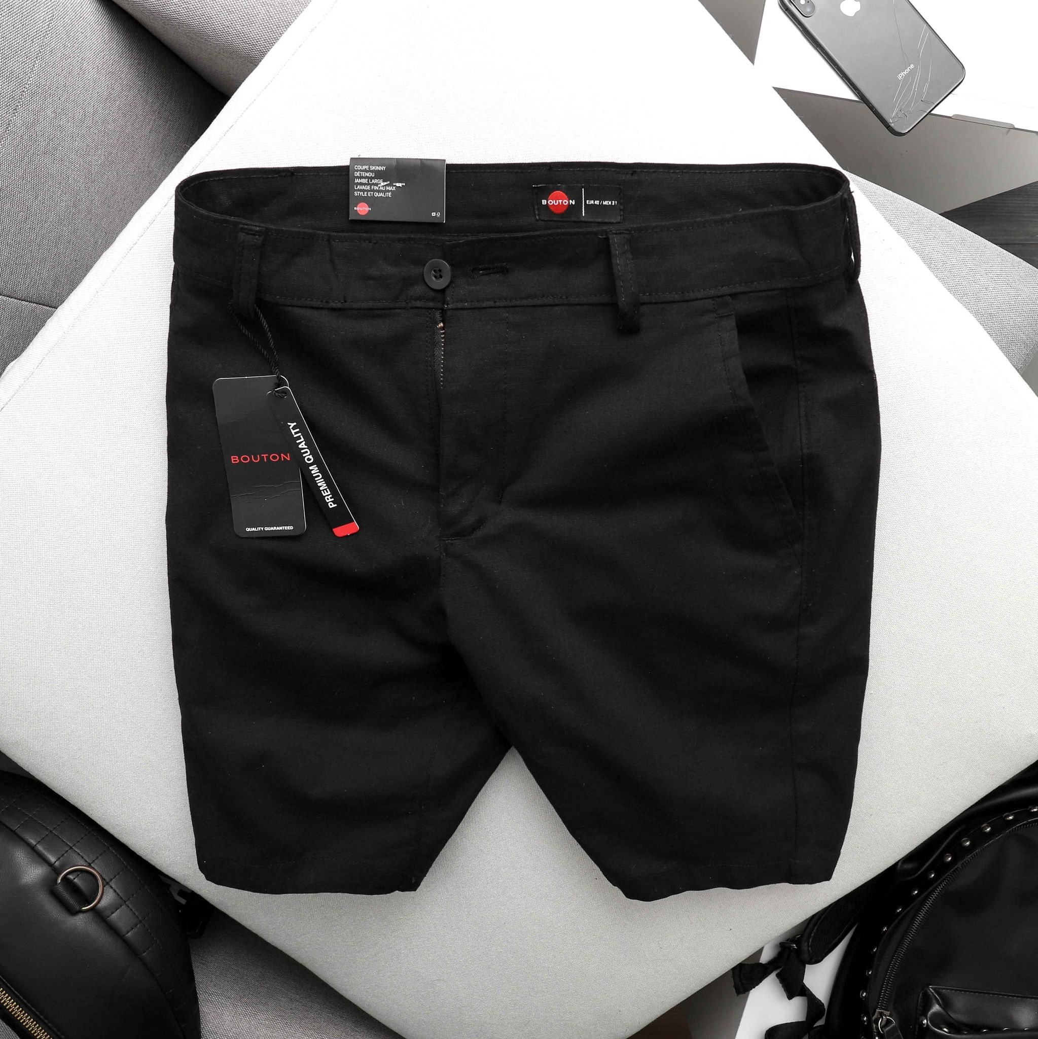Quần Short Linen BOUTON Basic Slim