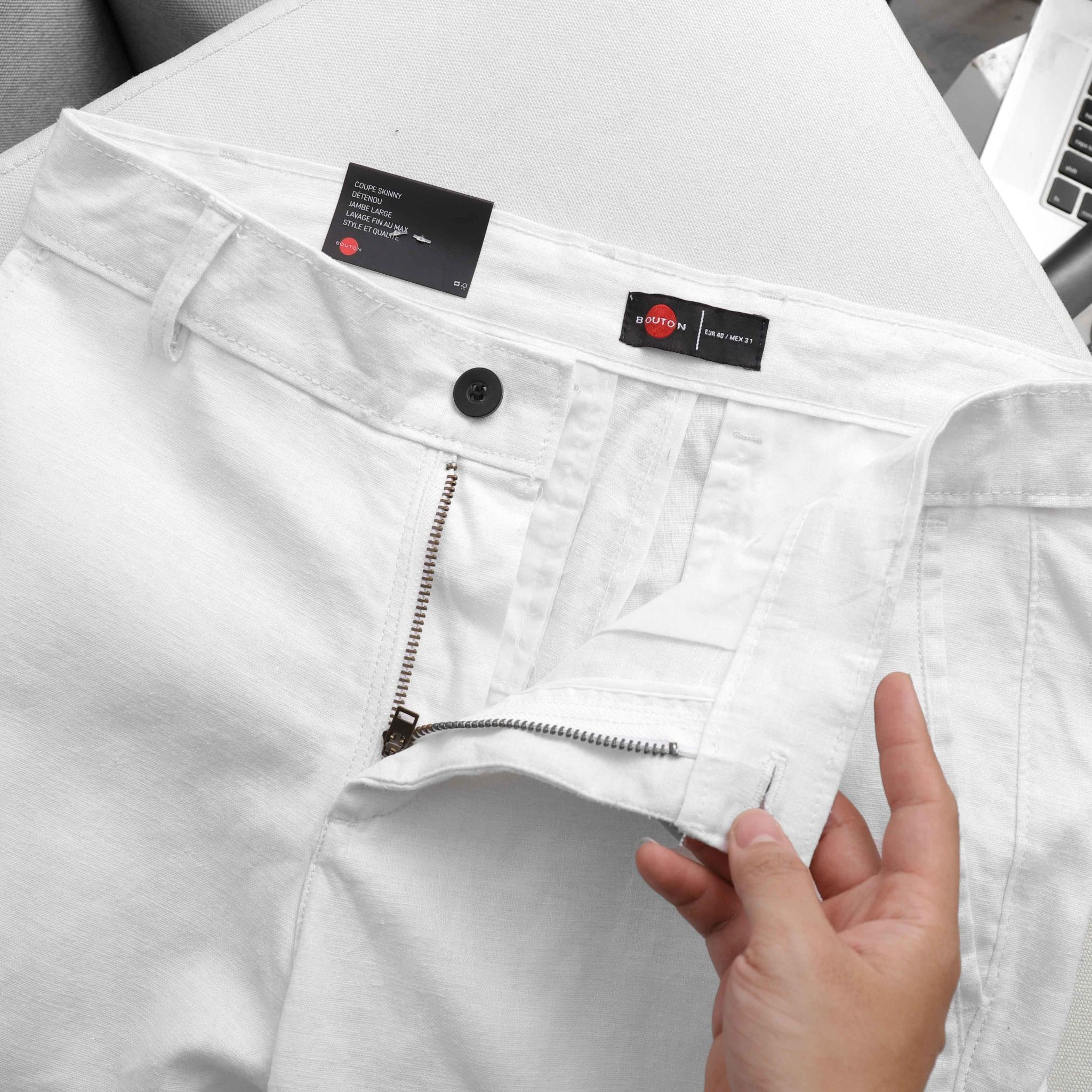Quần Short Linen BOUTON Basic Slim