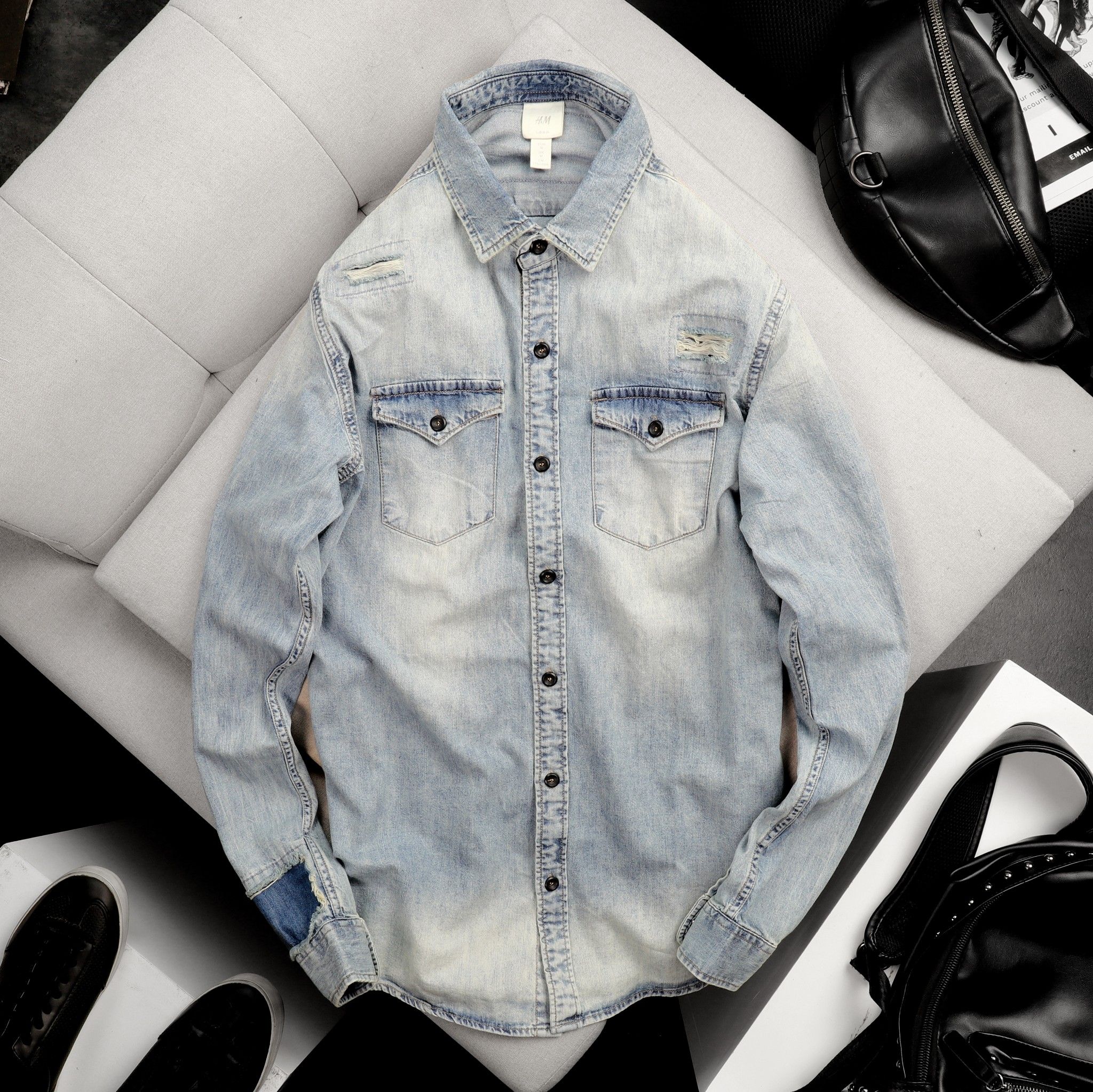 Áo sơmi denim H.M wash ss20