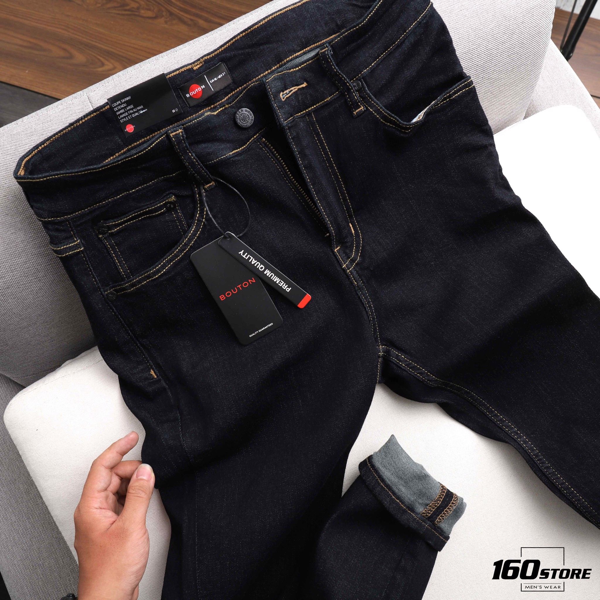 Quần jeans BOUTON indigo skinny
