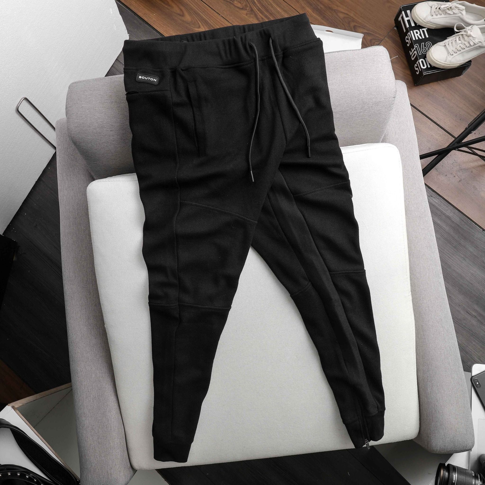 Quần Jogger Pique BOUTON Black