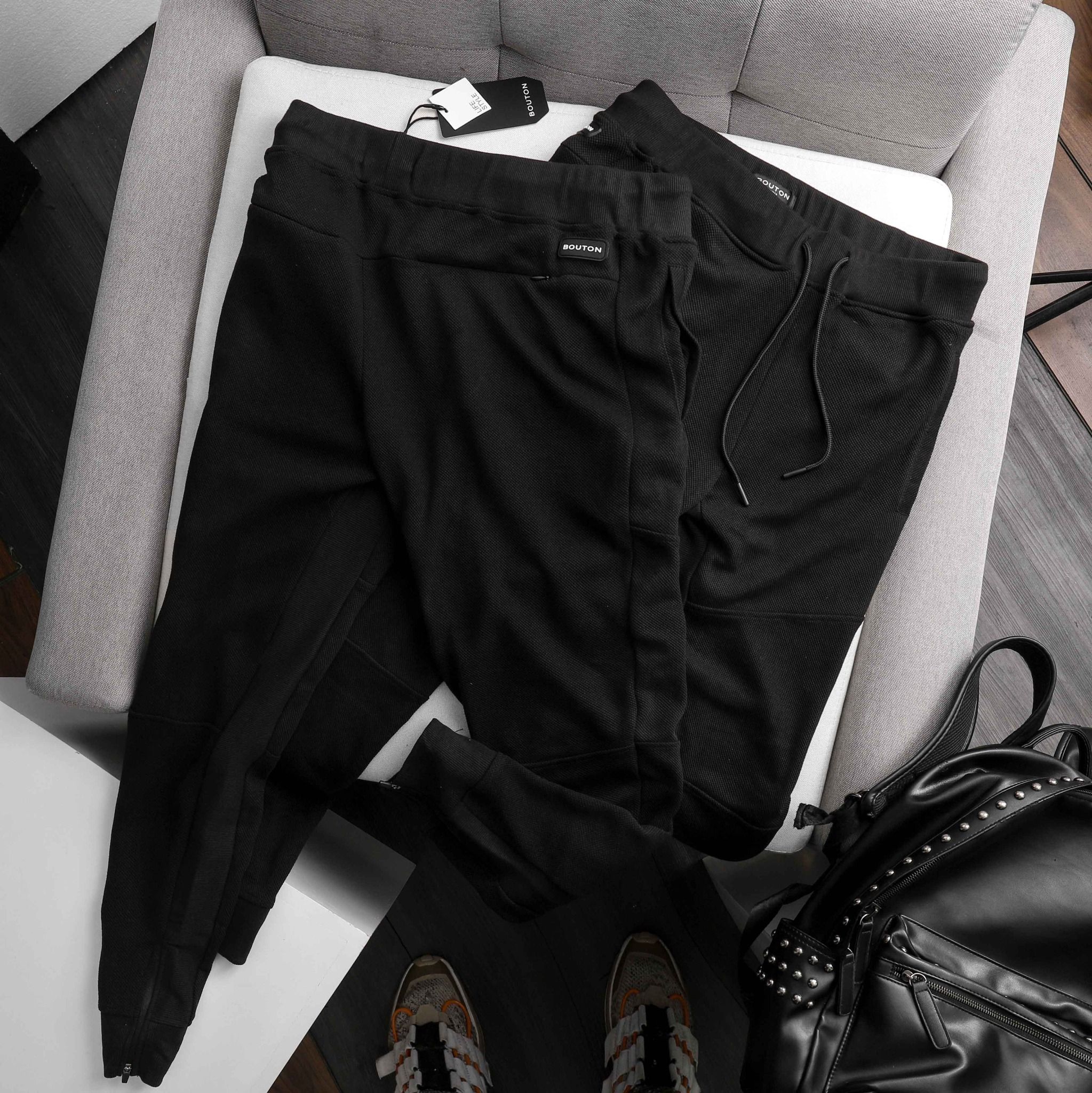 Quần Jogger Pique BOUTON Black