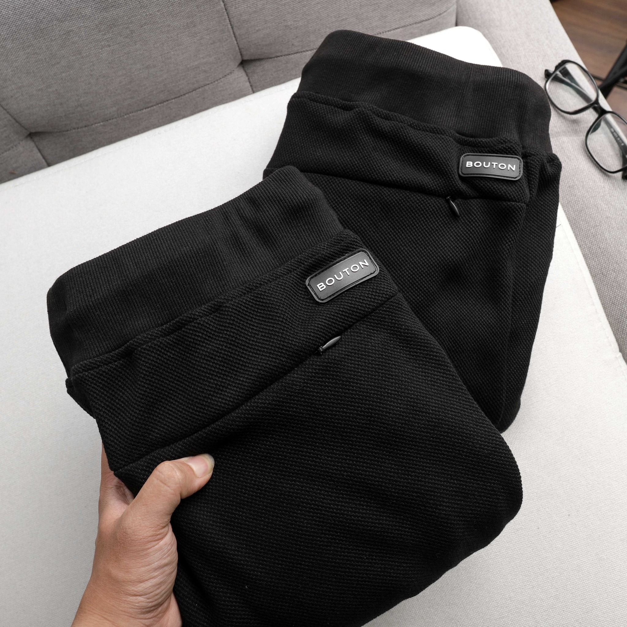 Quần Jogger Pique BOUTON Black