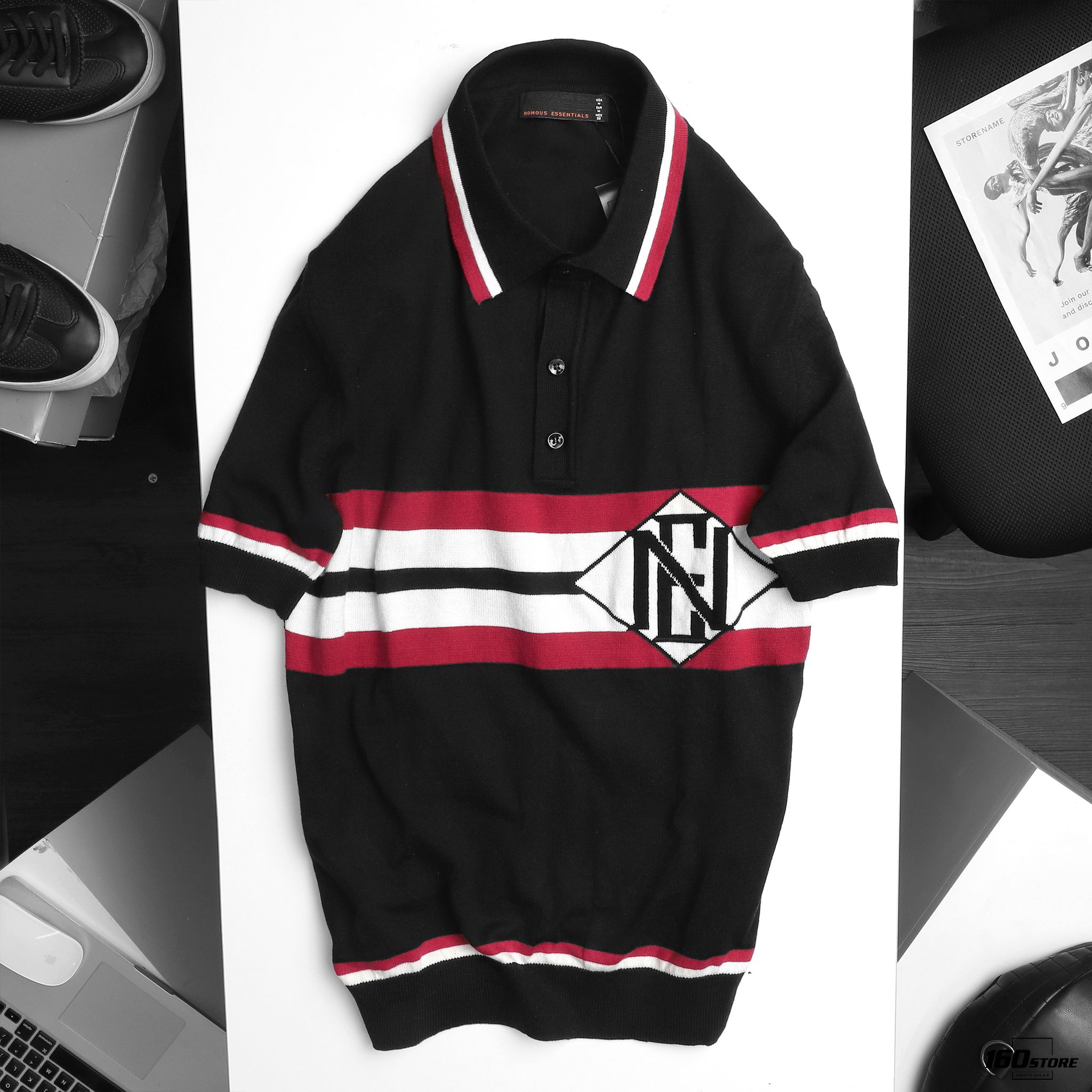 Áo polo len (sweater) NOMOUS ESSENTIALS Striped Logo