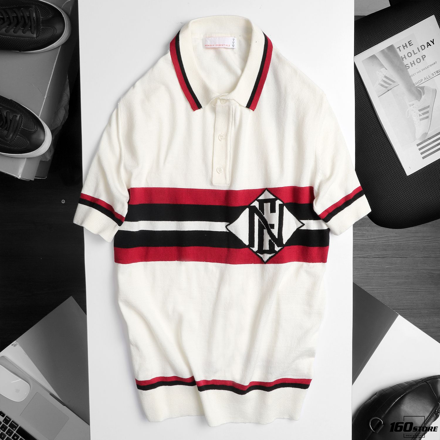 Áo polo len (sweater) NOMOUS ESSENTIALS Striped Logo