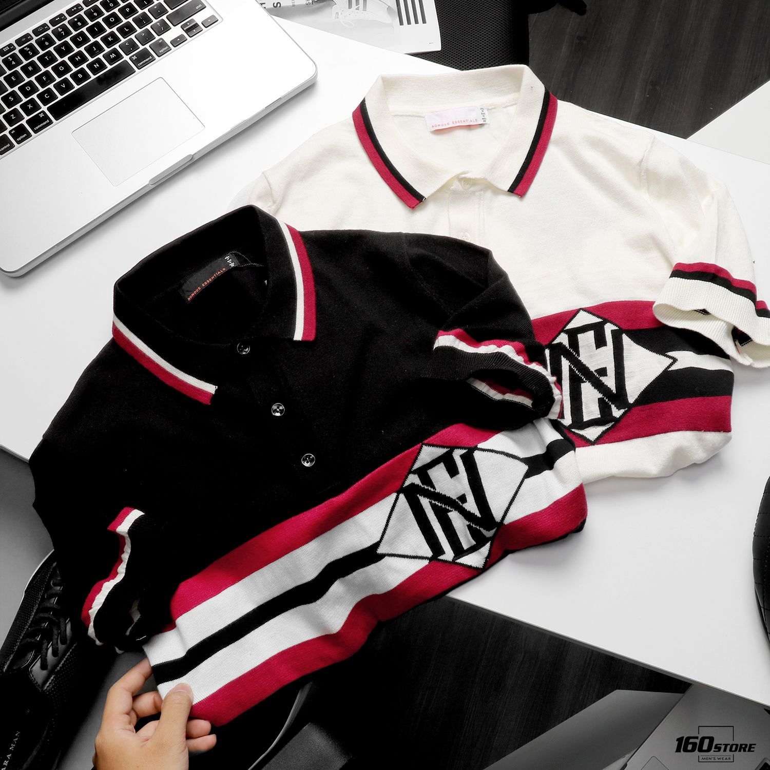 Áo polo len (sweater) NOMOUS ESSENTIALS Striped Logo