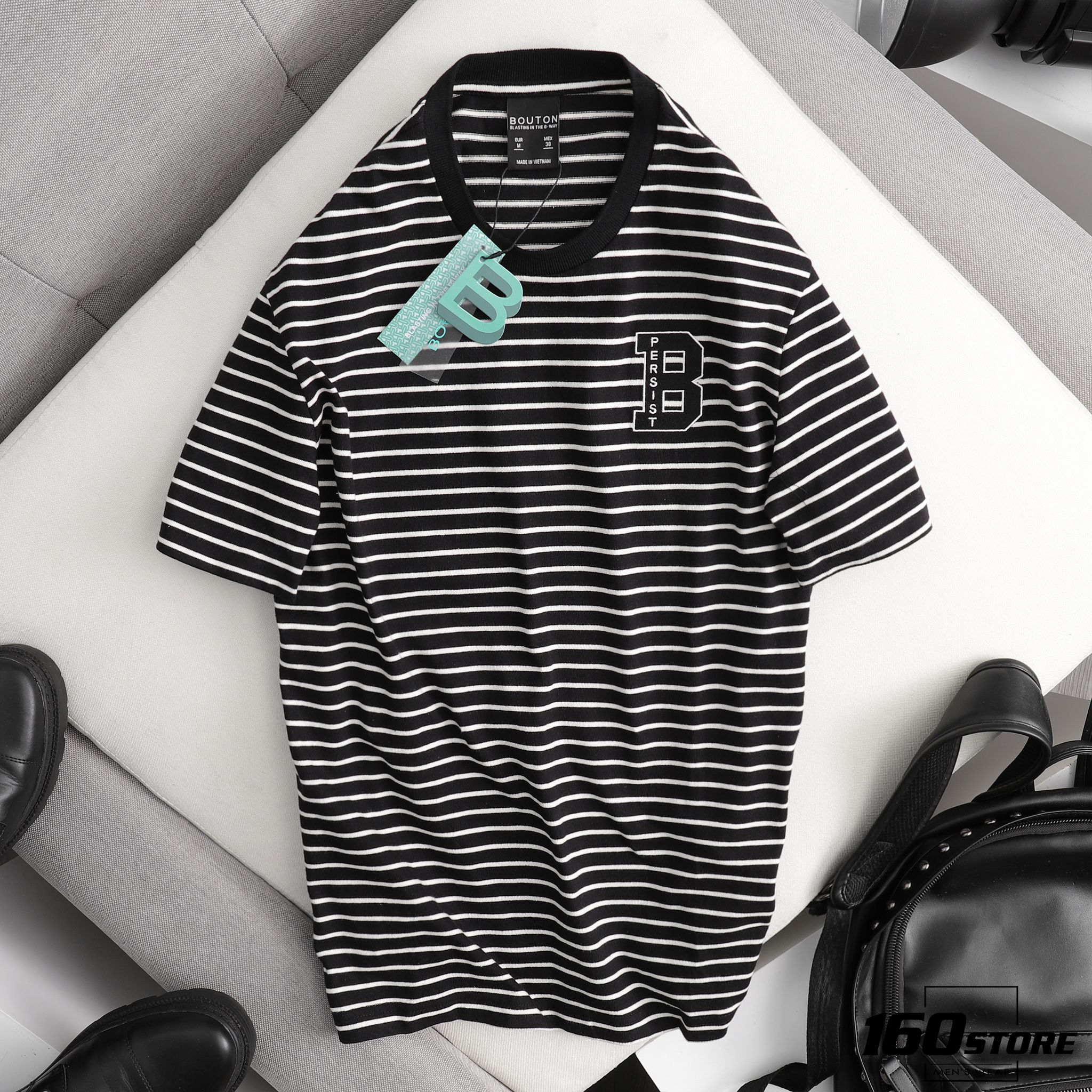 Áo thun BOUTON Striped w Embroidery