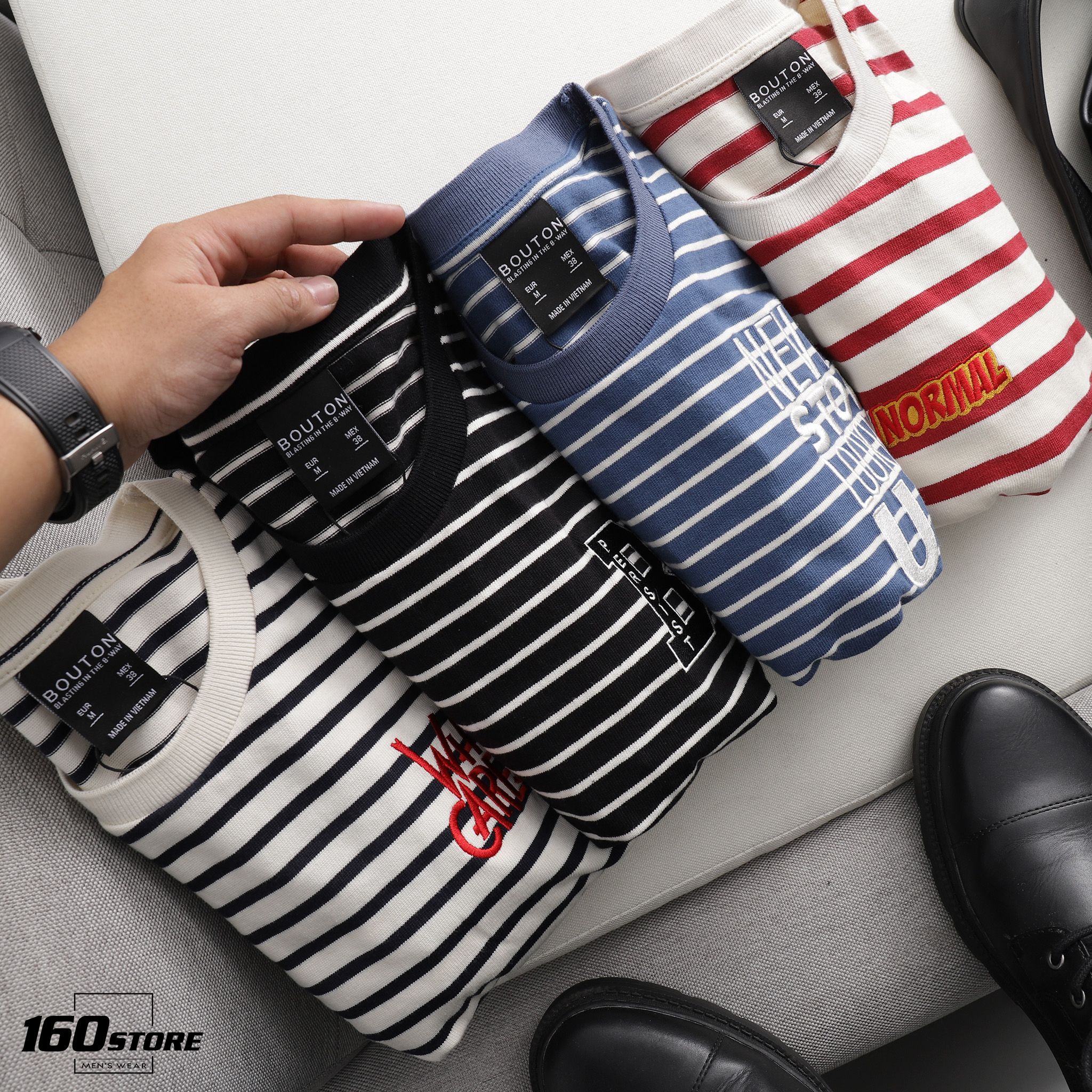 Áo thun BOUTON Striped w Embroidery