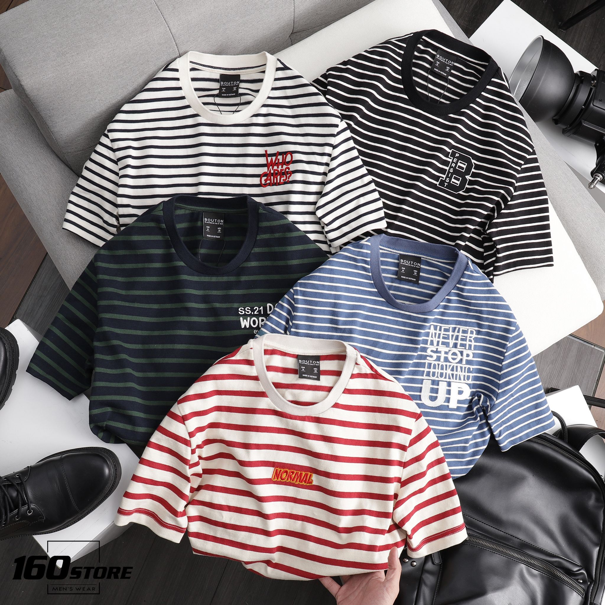 Áo thun BOUTON Striped w Embroidery