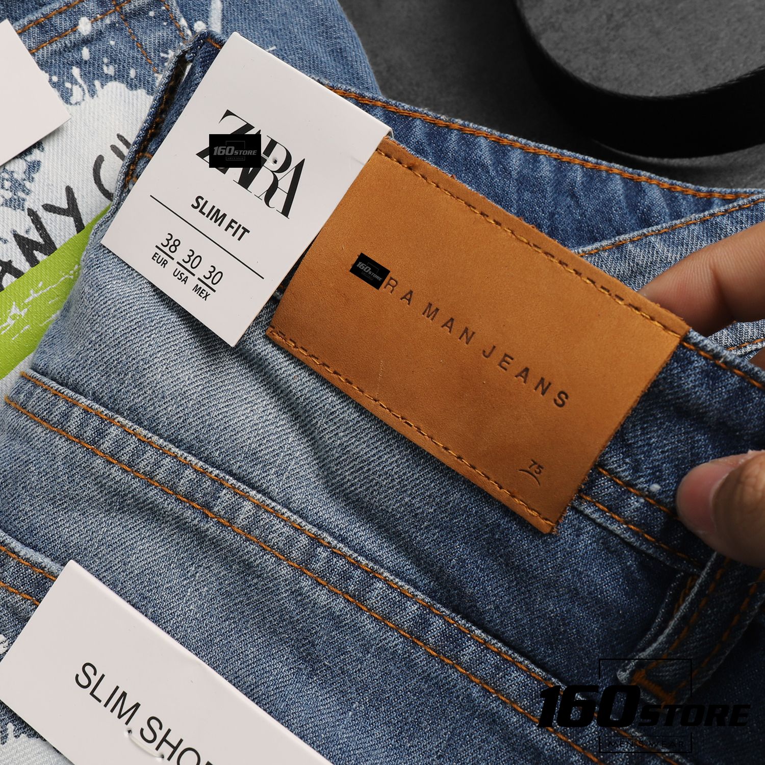 Quần short denim ZRA in túi