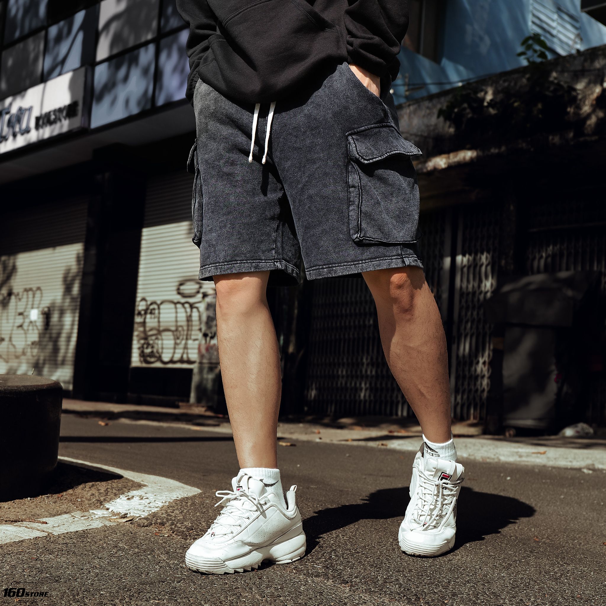 Quần Short BOUTON Acid wash
