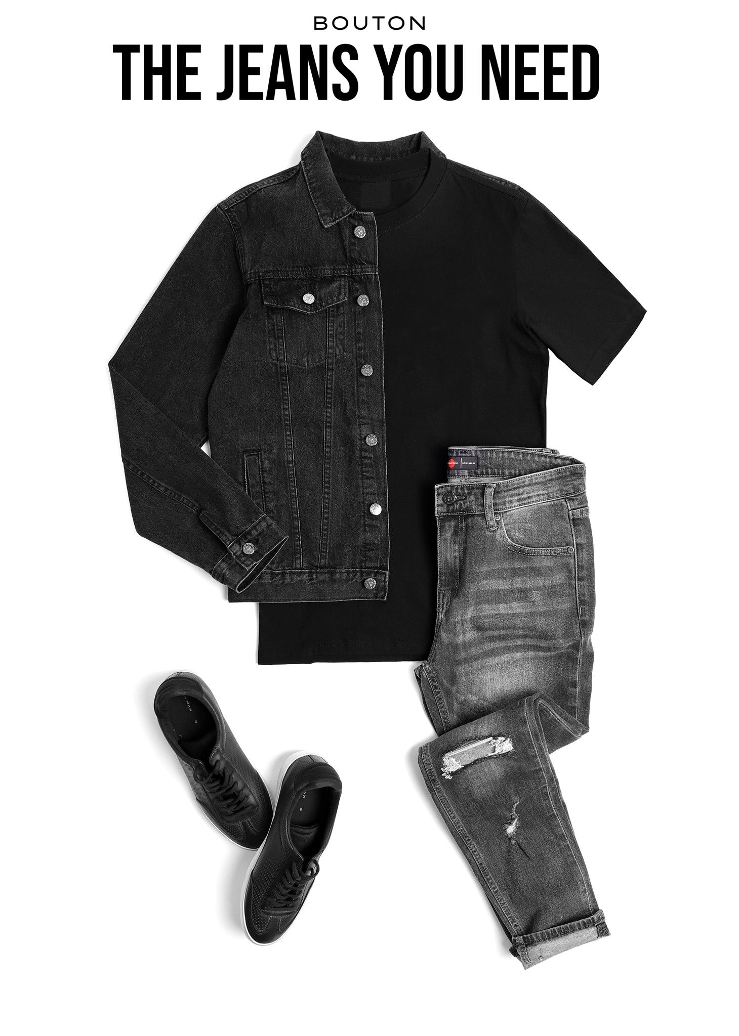 Quần jeans BOUTON Dark Gray skinny