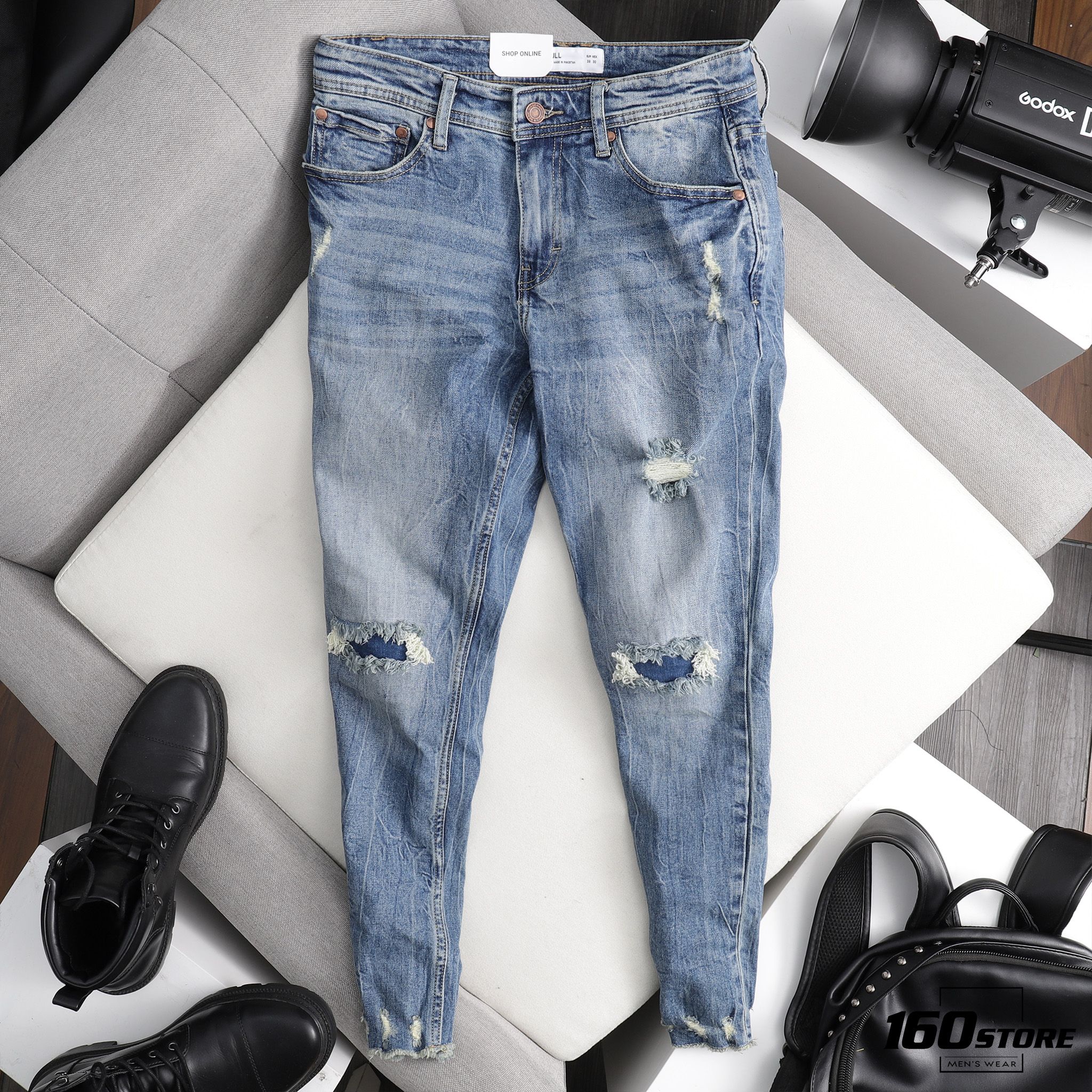 Quần jeans P.B Carrot Ripped