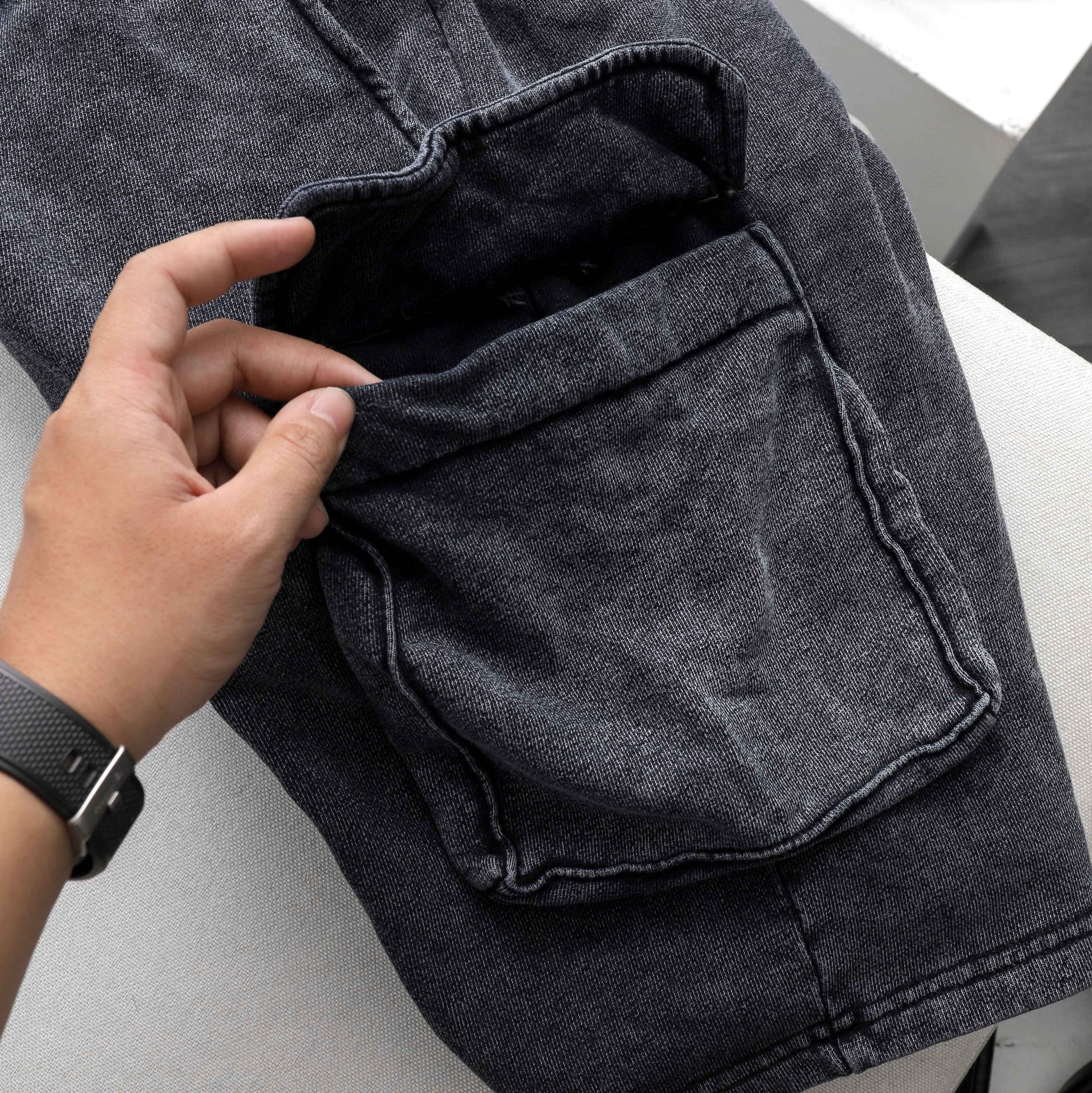 Quần Short BOUTON Acid wash