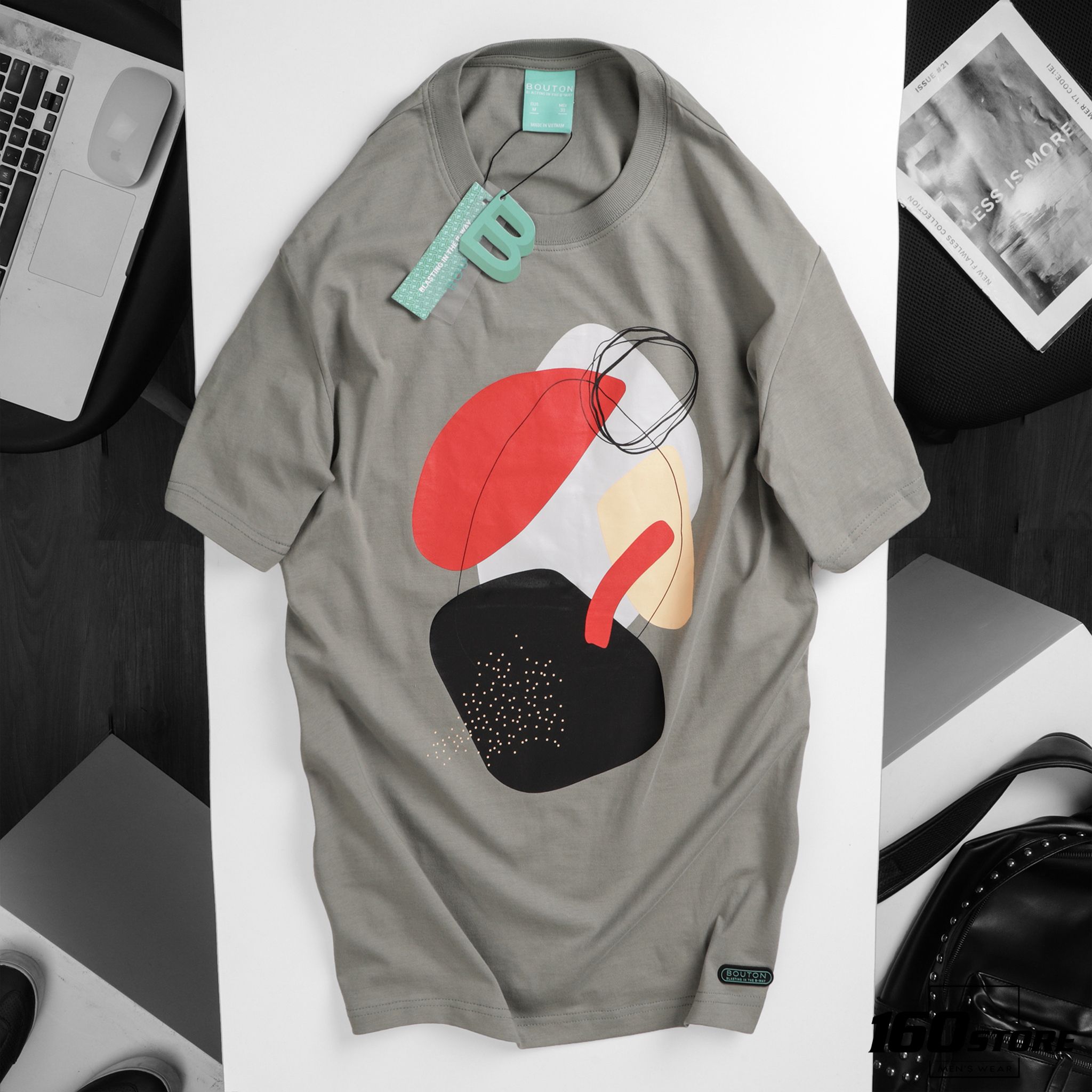 Áo thun BOUTON Gray Printed