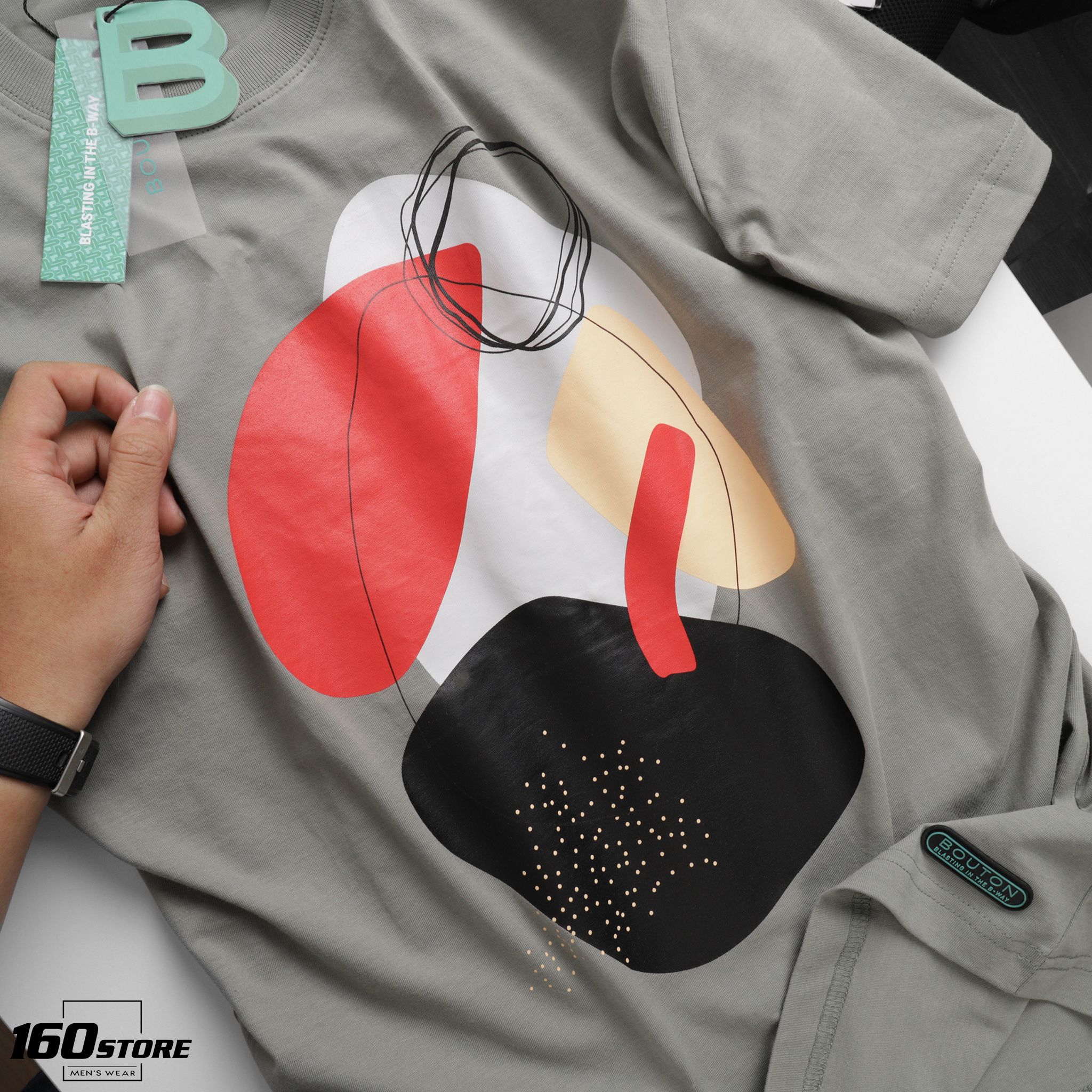 Áo thun BOUTON Gray Printed