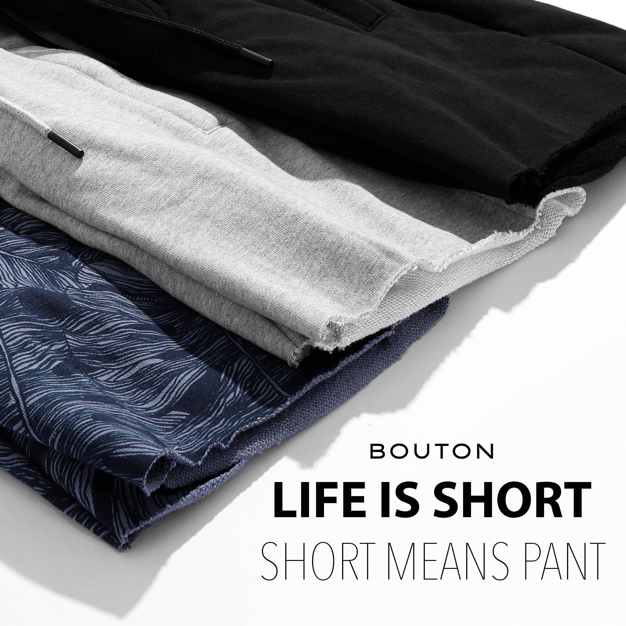 Quần short thun BOUTON w leather details