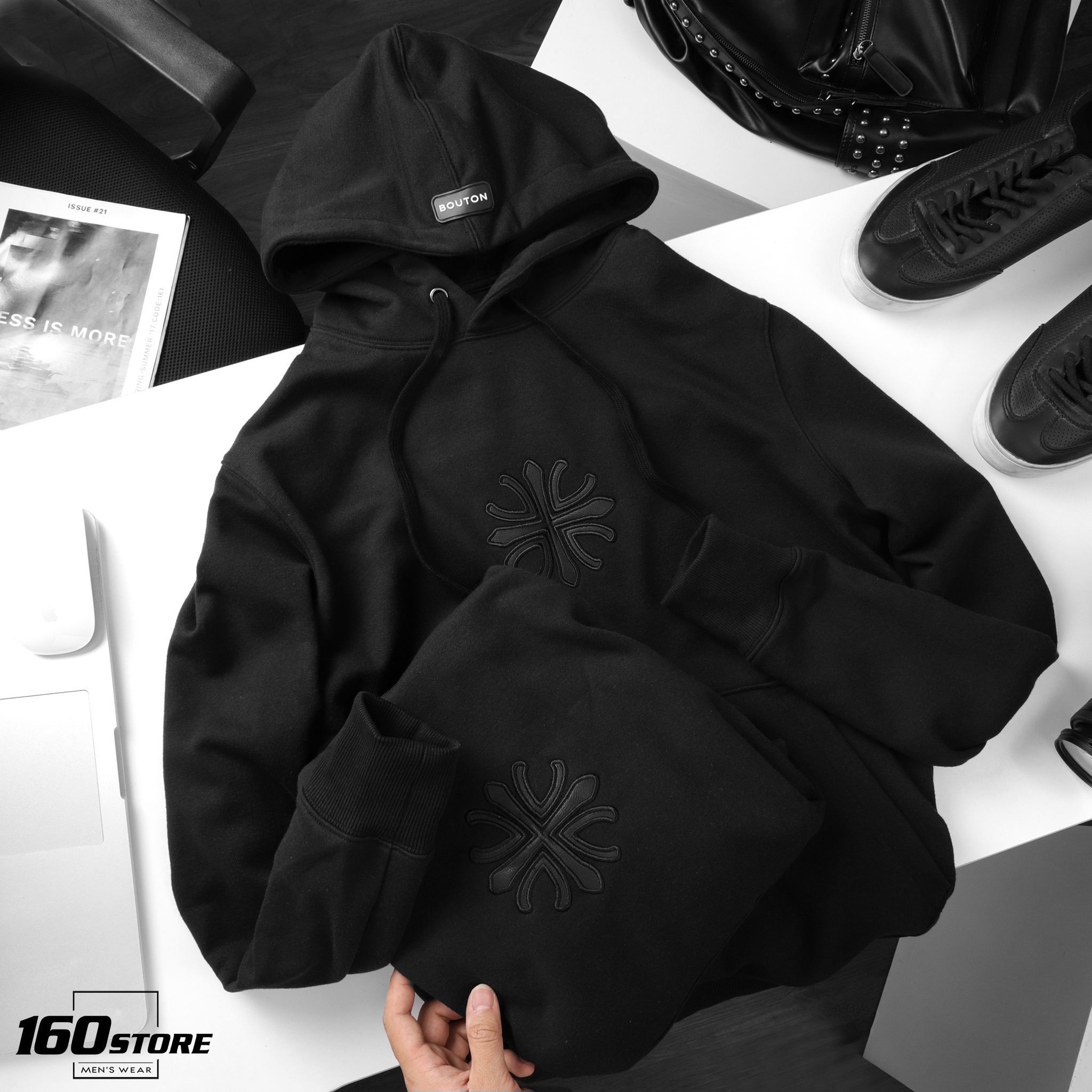 Áo Hoodie BOUTON w leather logo