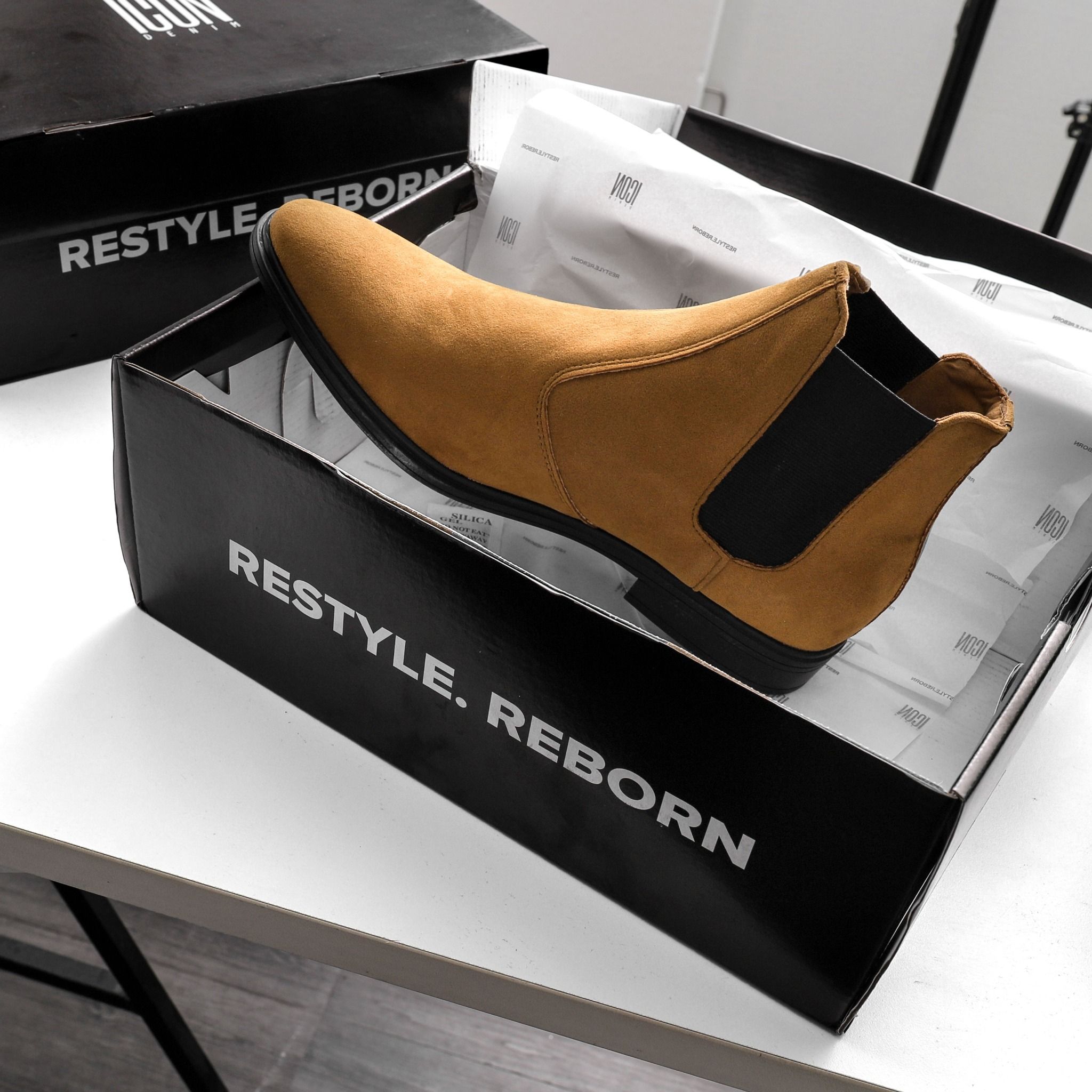 Giày chelsea boots ICON DENIM da lộn